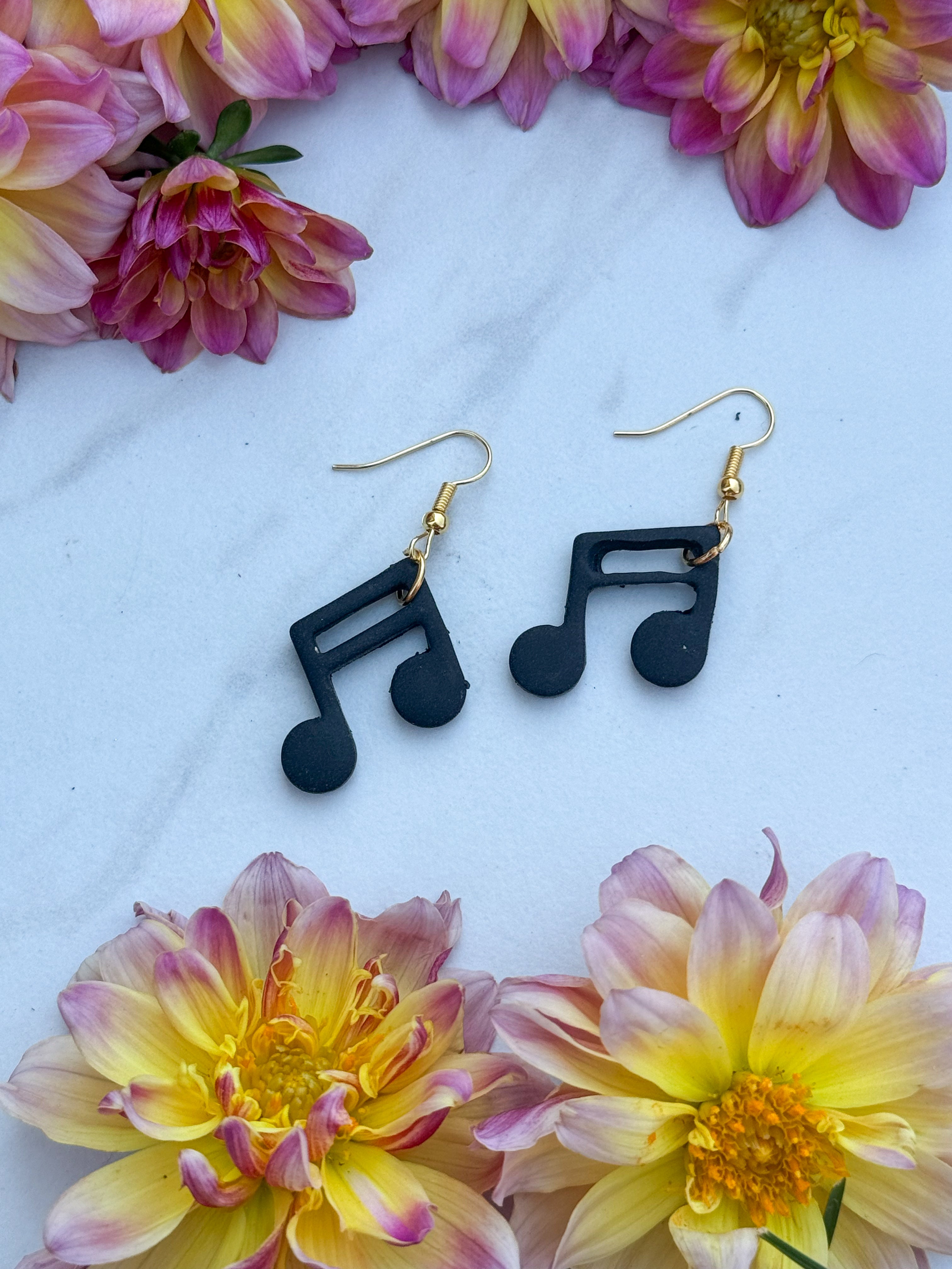 Music Notes Clay Earrings