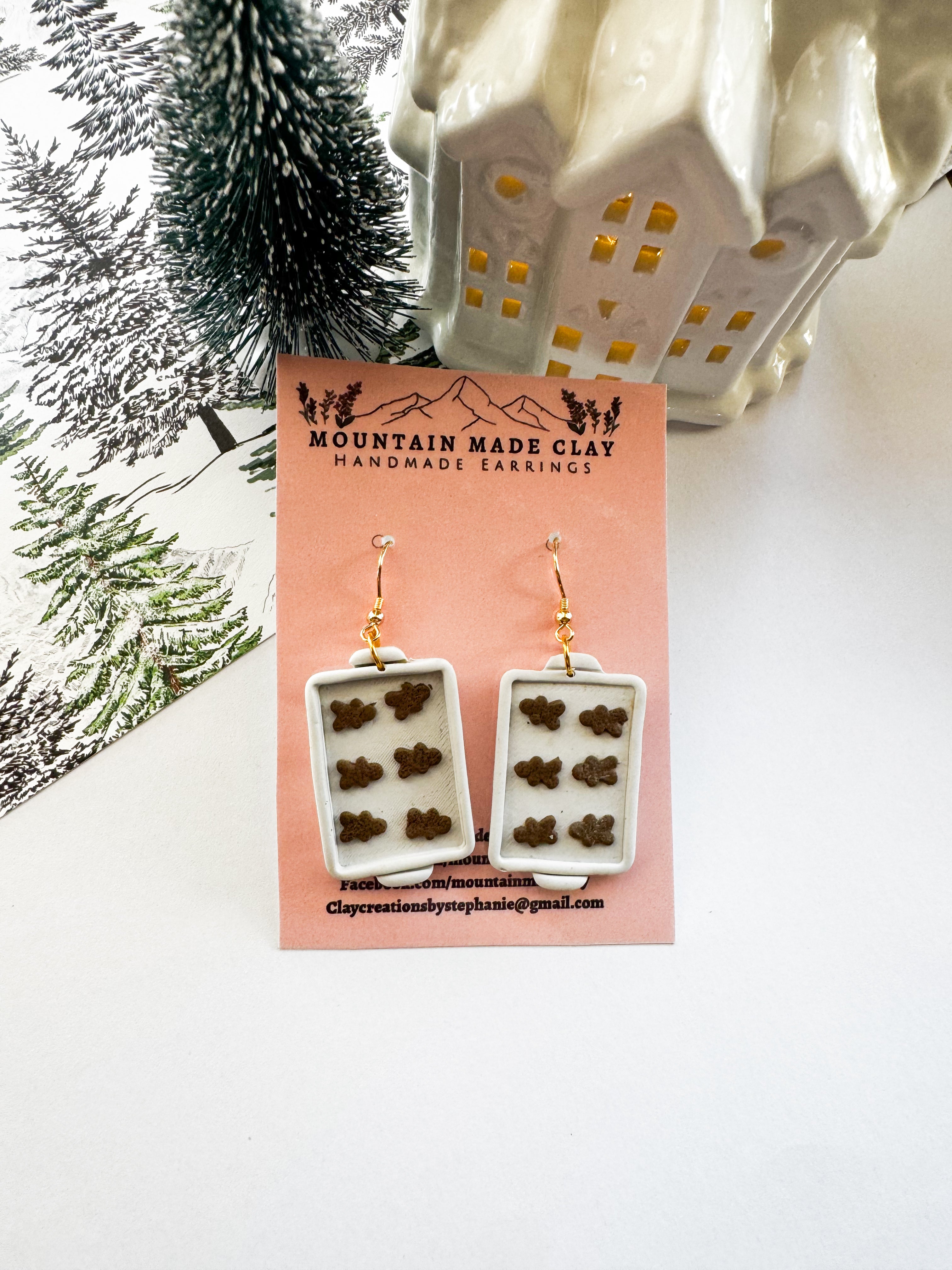 Gingerbread Cookie Earrings | Baking Tray Christmas Earrings | Cute Holiday Jewelry