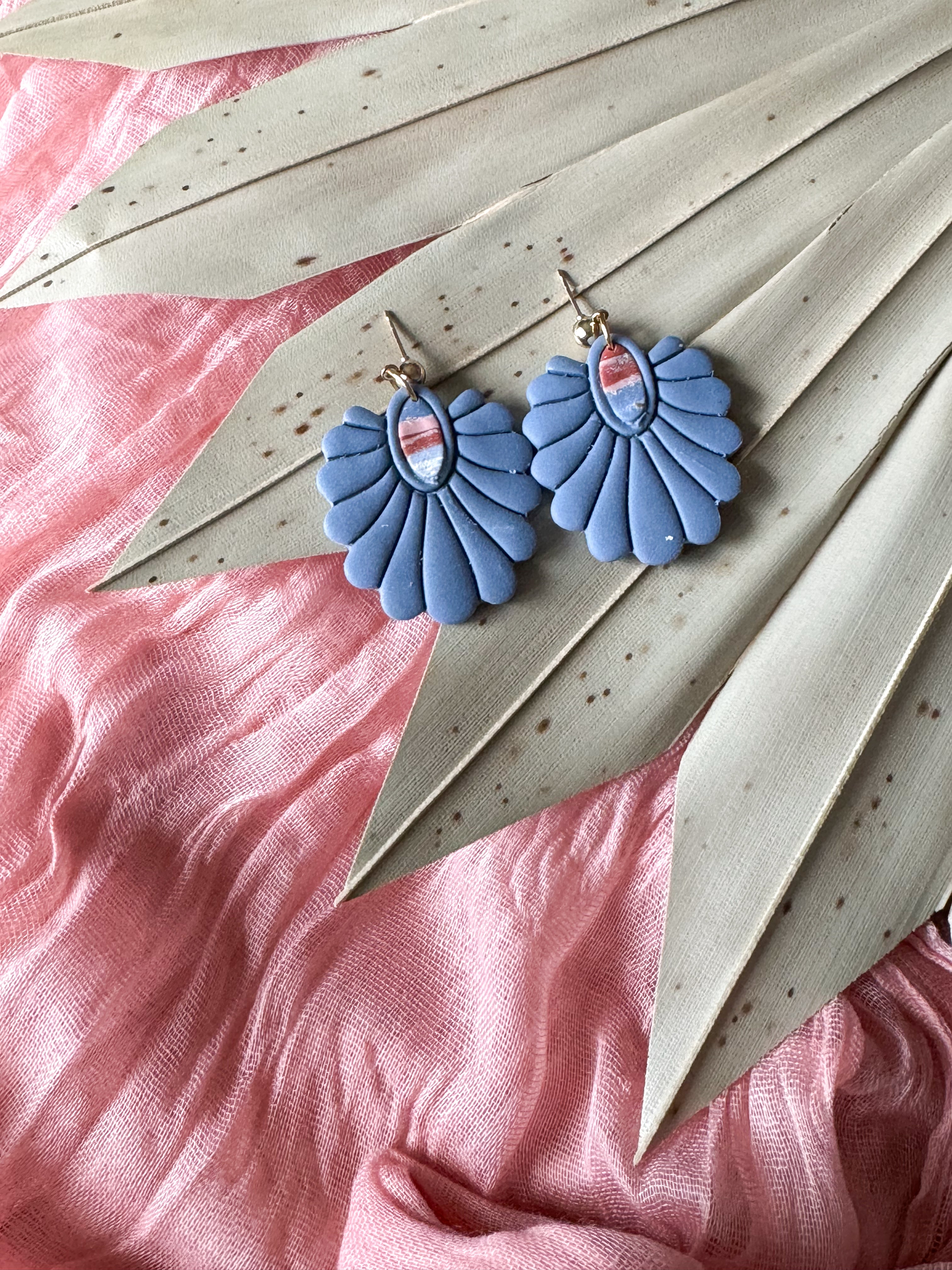 Blue Marbled Clay Earrings