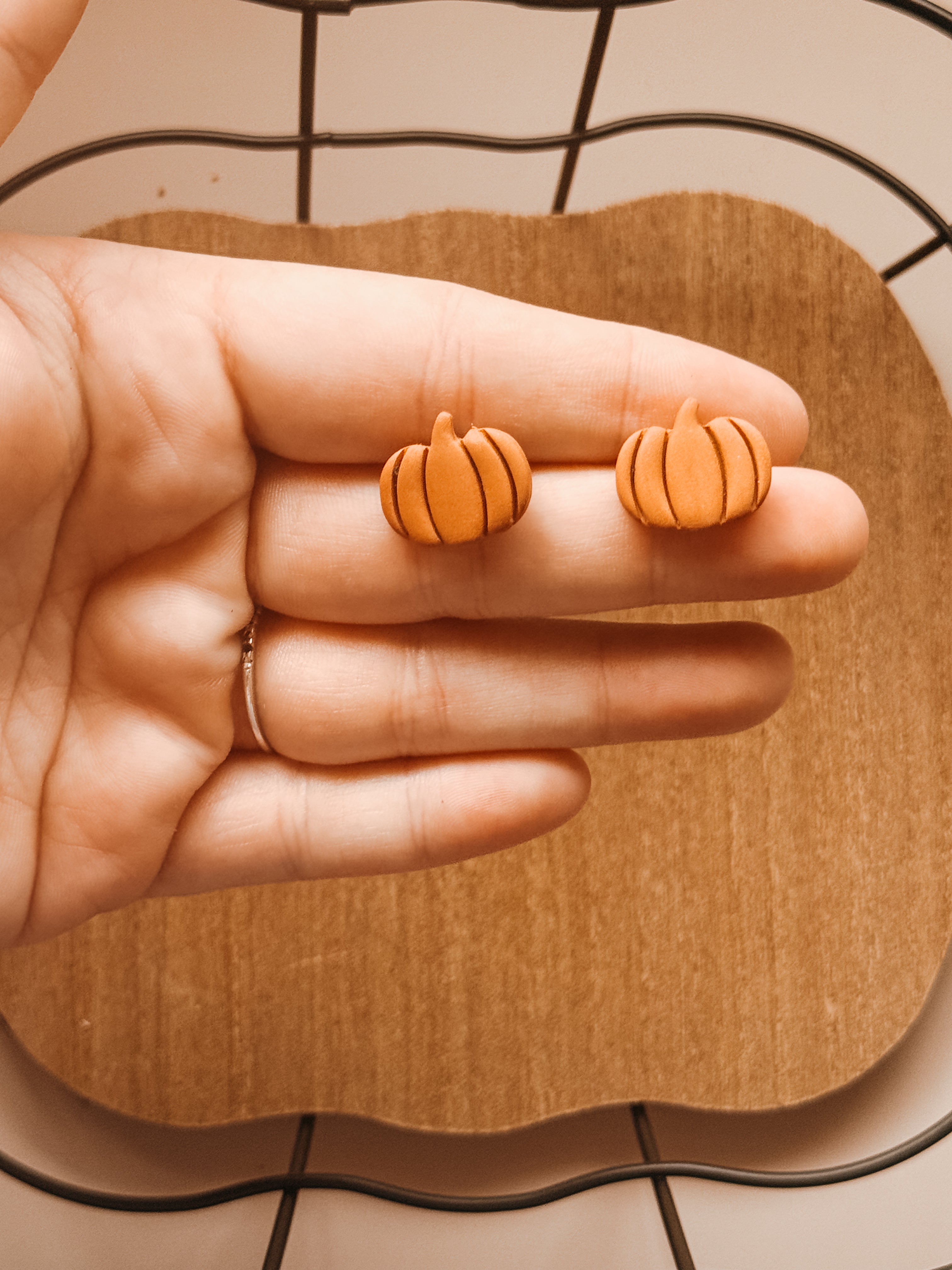Terracotta Pumpkin Studs