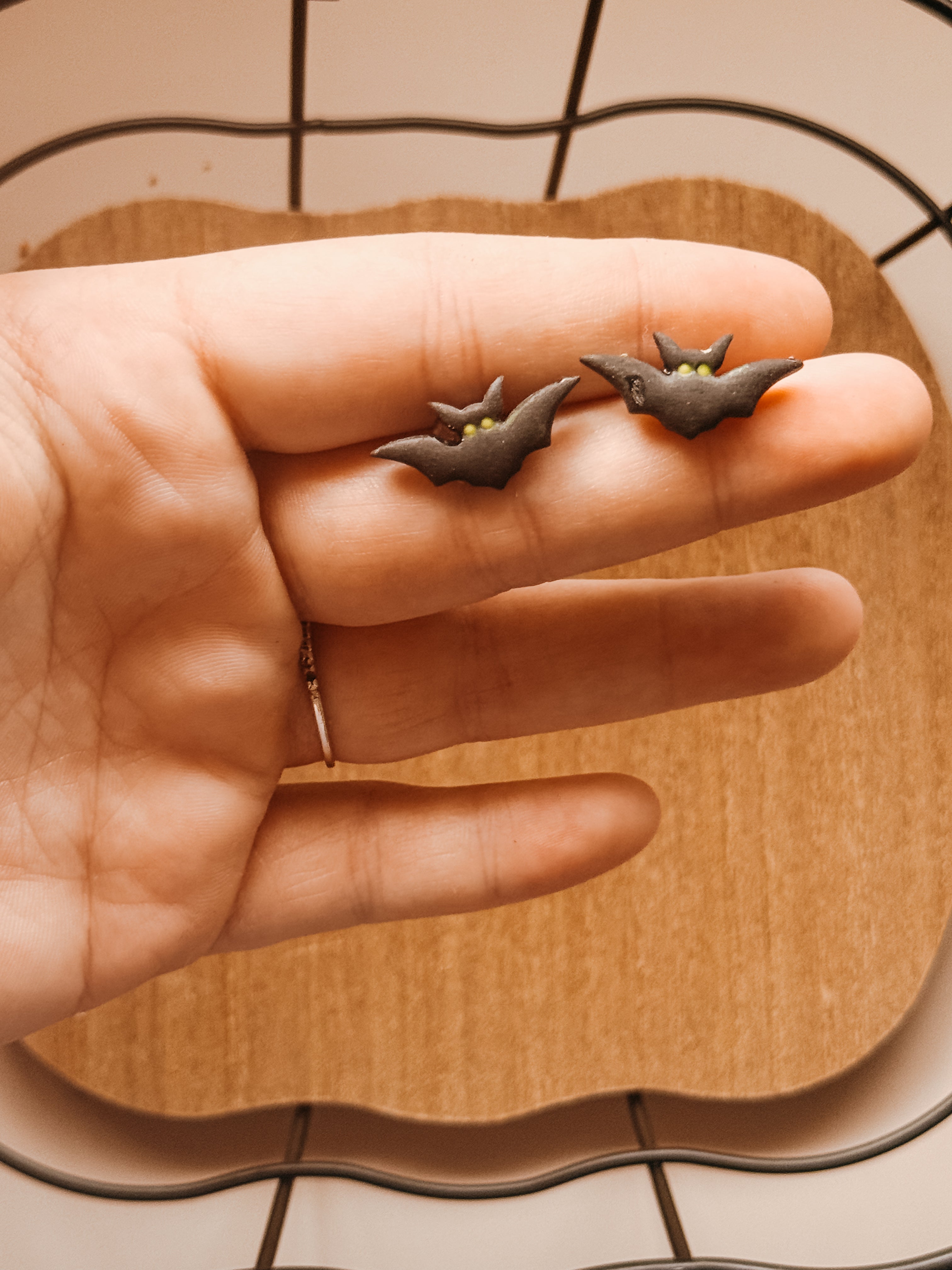 Glowing Eye Bat Clay Earrings (studs)