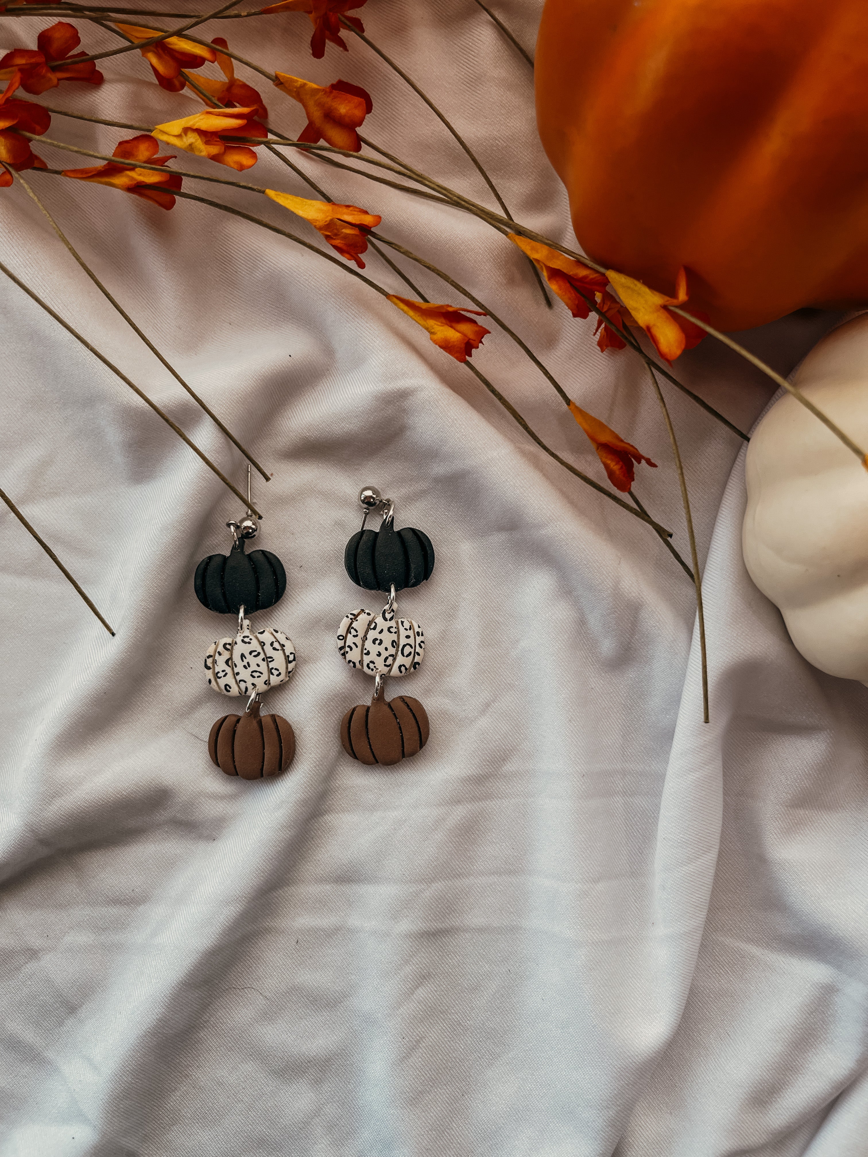 Stacked Pumpkins Clay Earrings