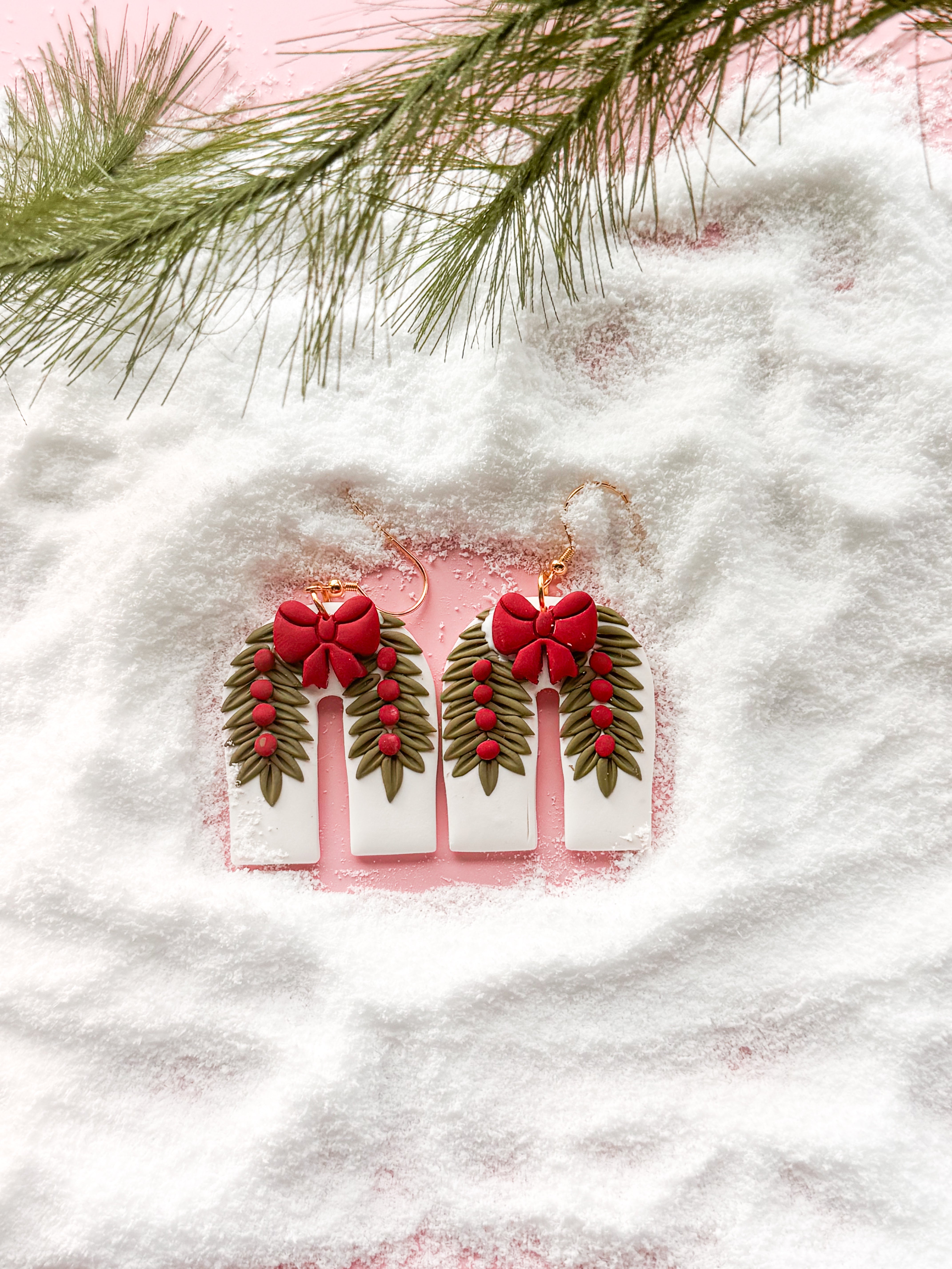 Christmas Garland Clay Earrings