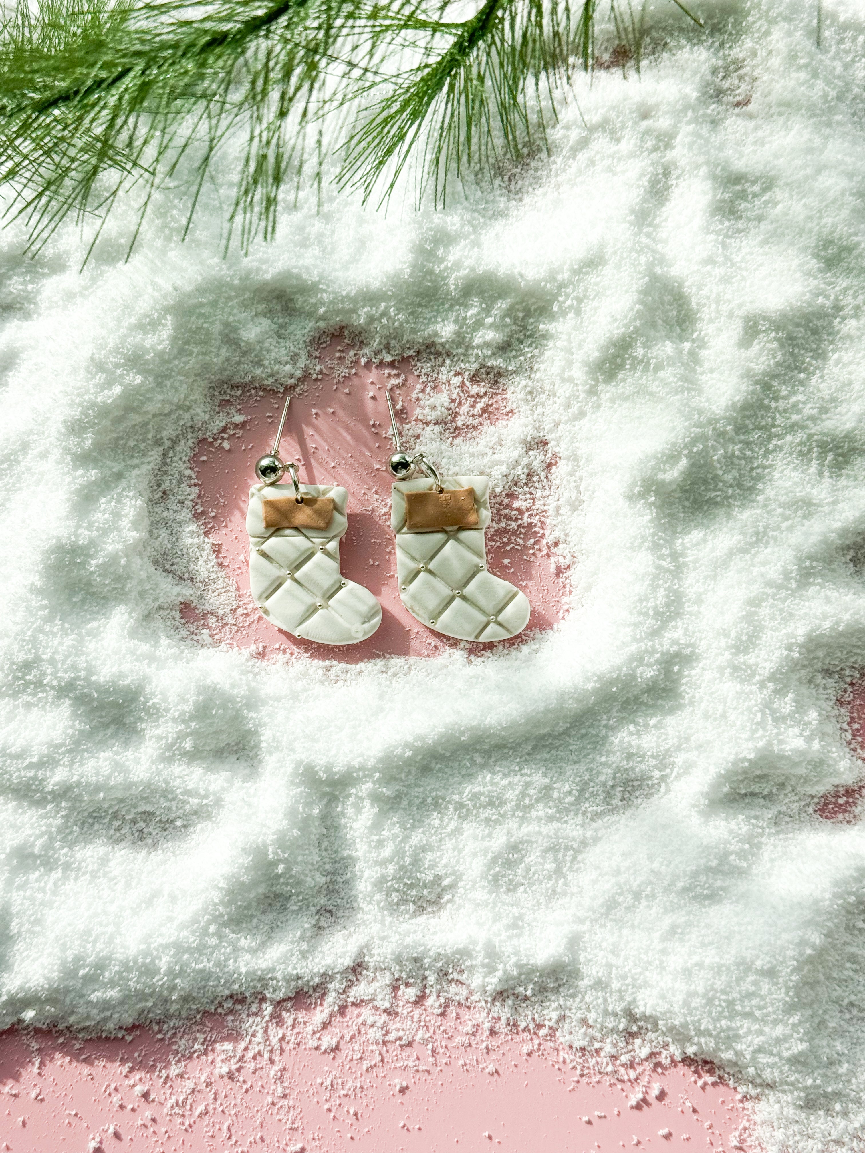 Diamond Stocking Clay Earrings