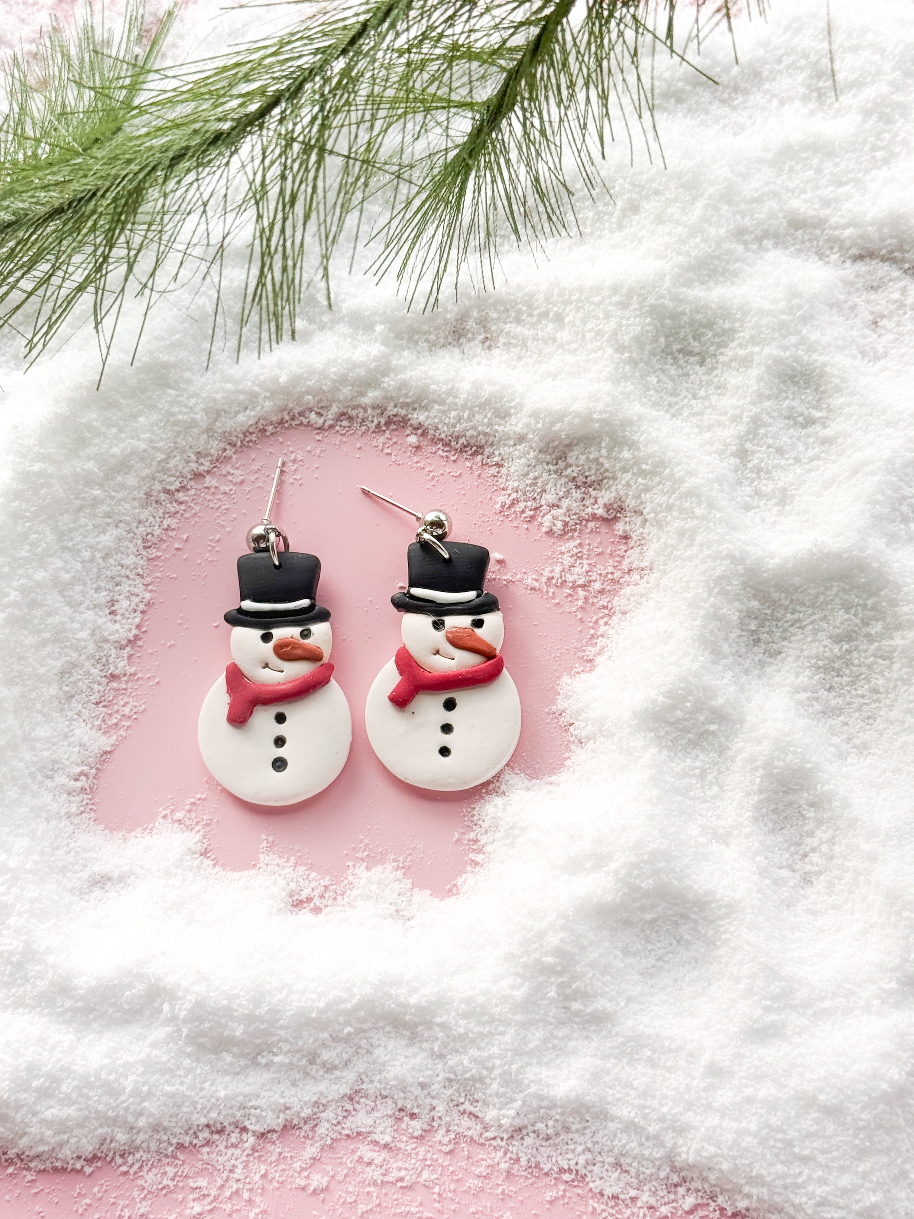 Snowman Clay Earrings