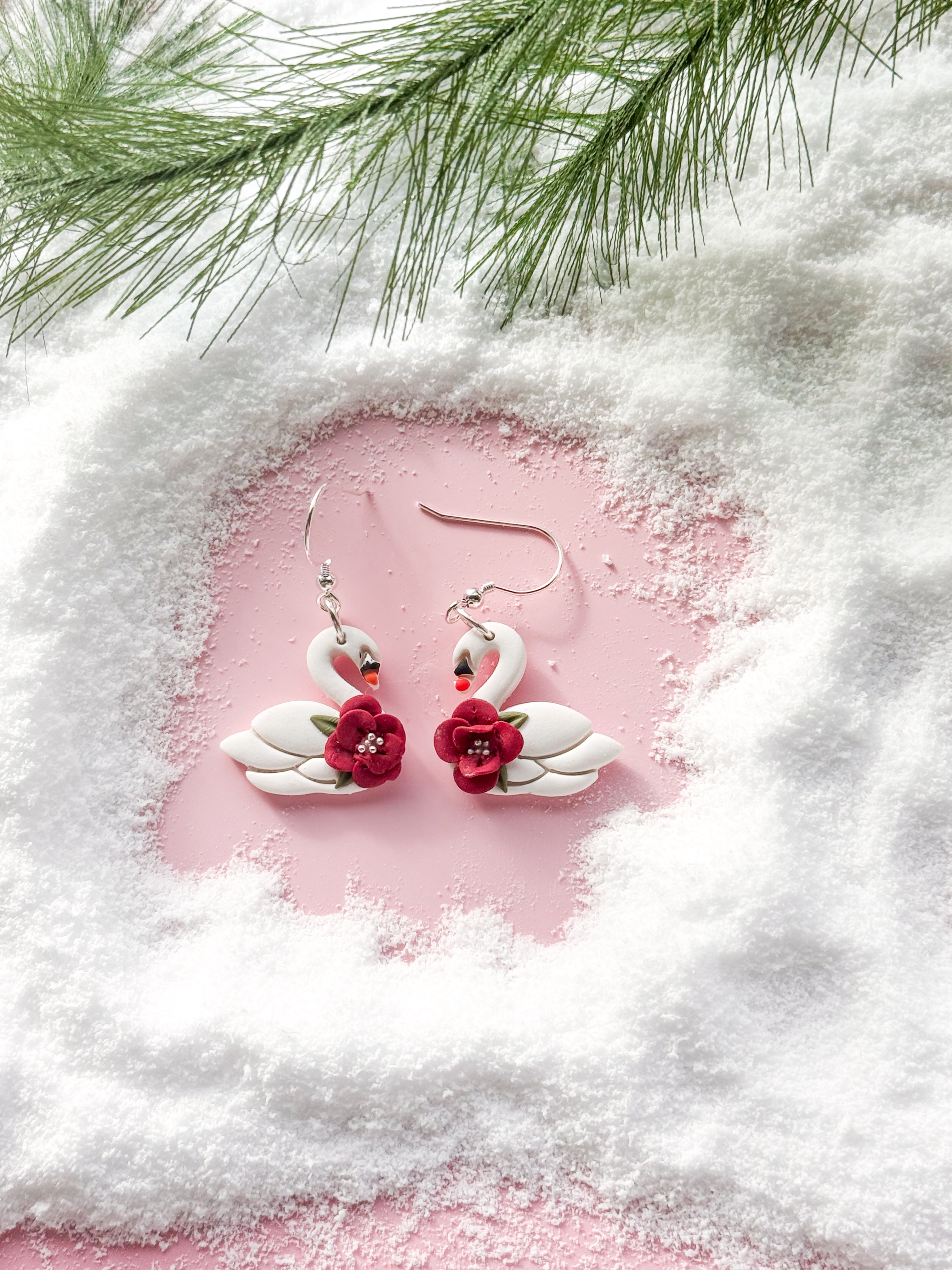 Swan Clay Earrings