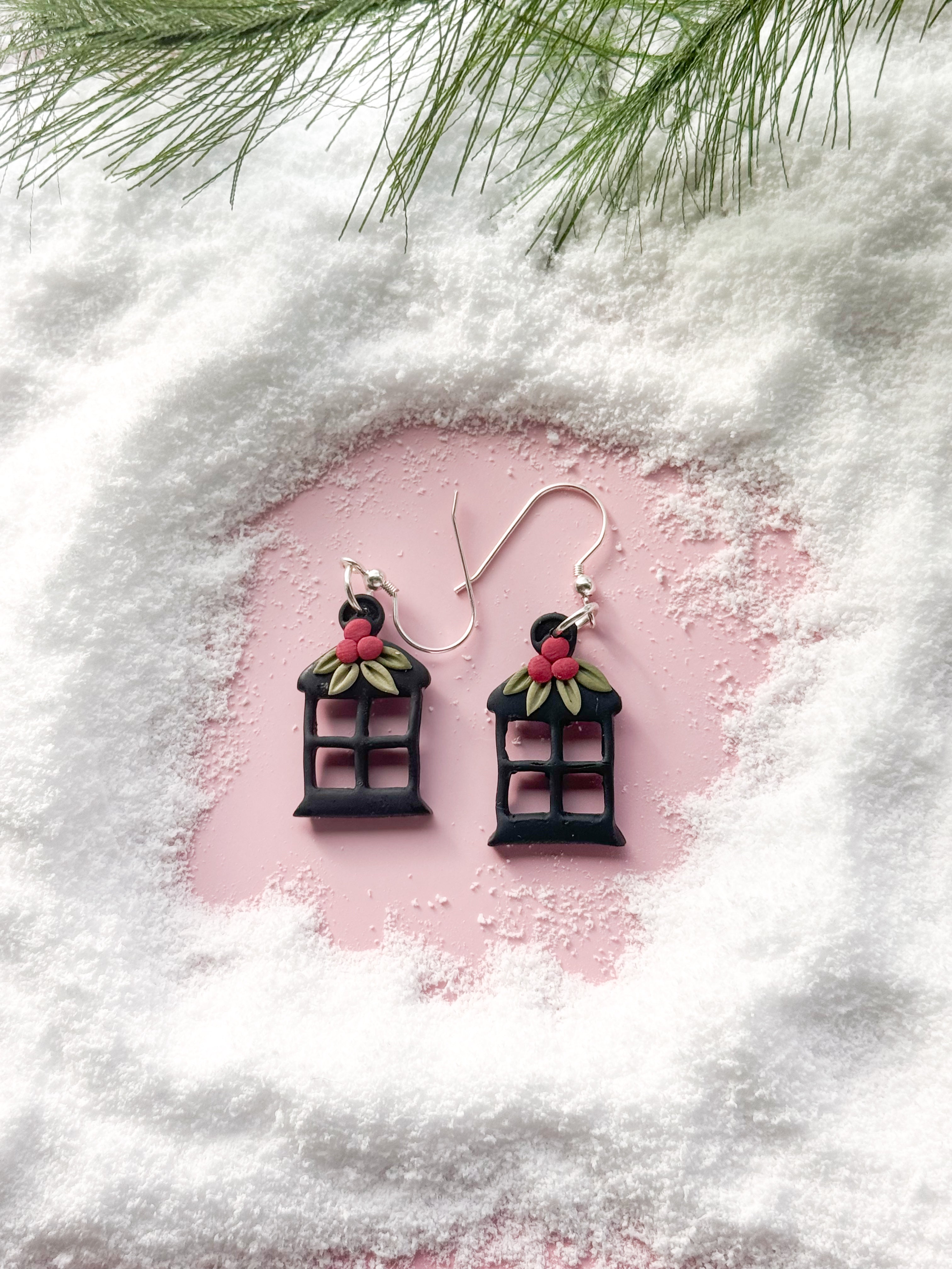 Christmas Lantern Clay earrings