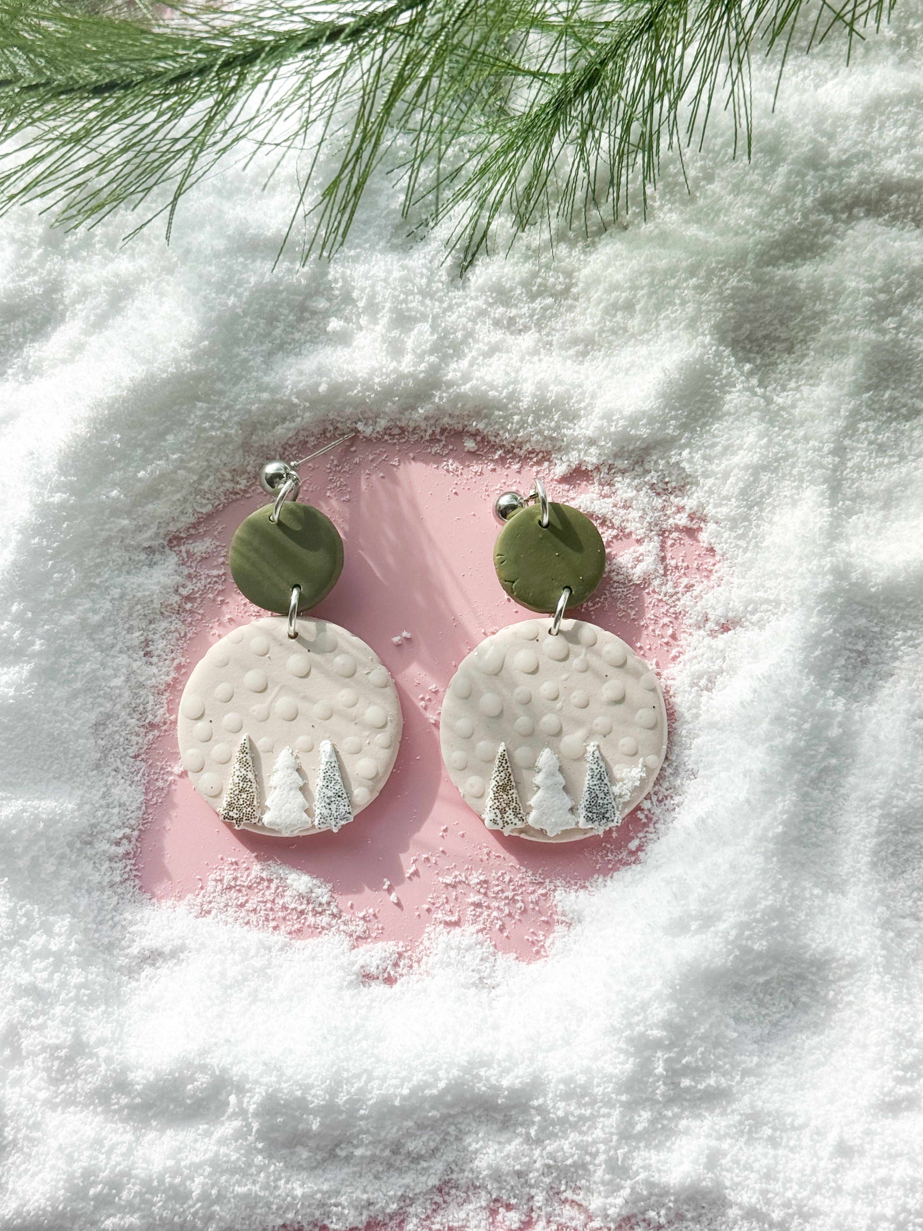 Christmas Scene Clay Earrings