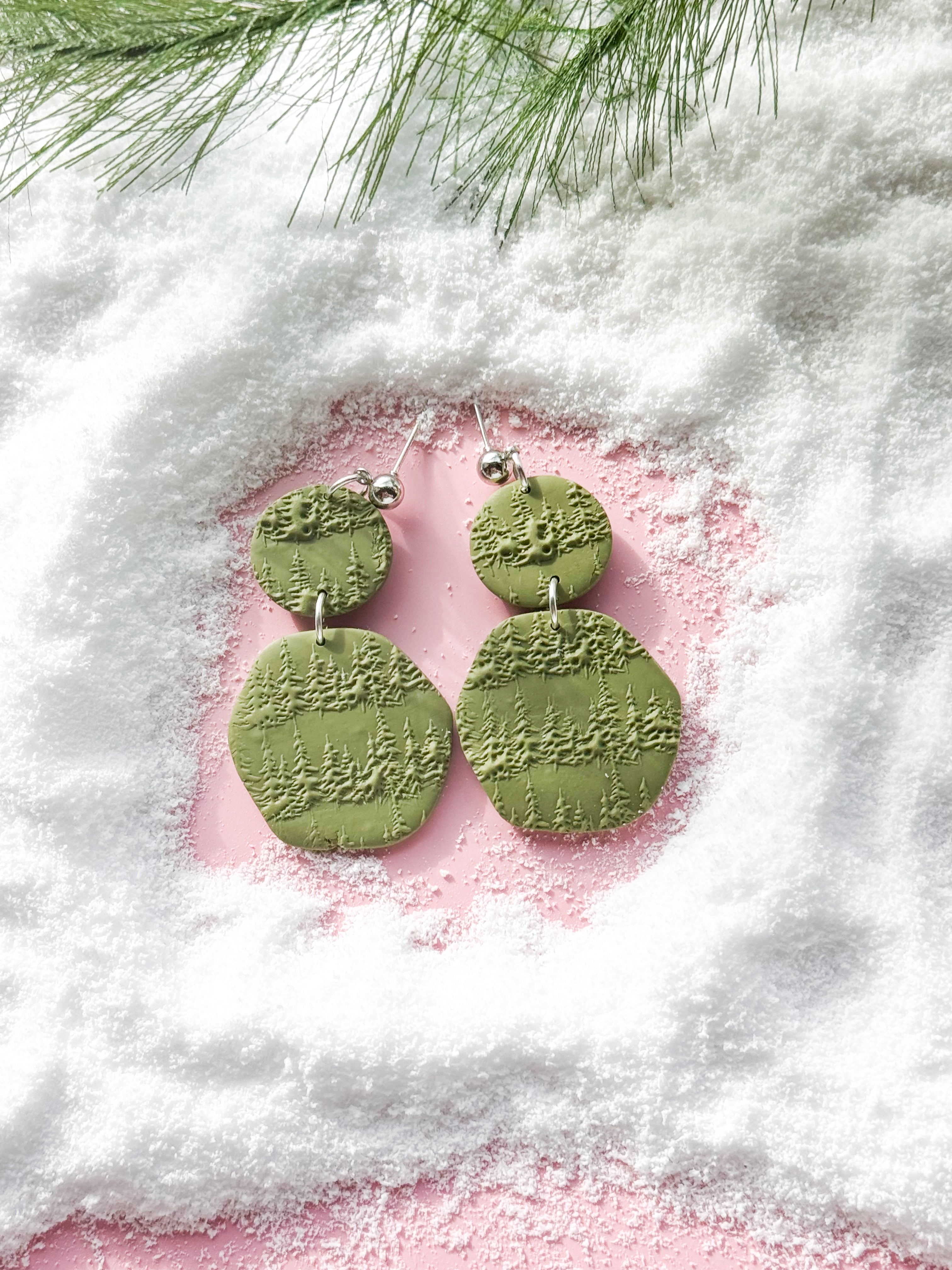 Tree Imprinted Clay Earrings