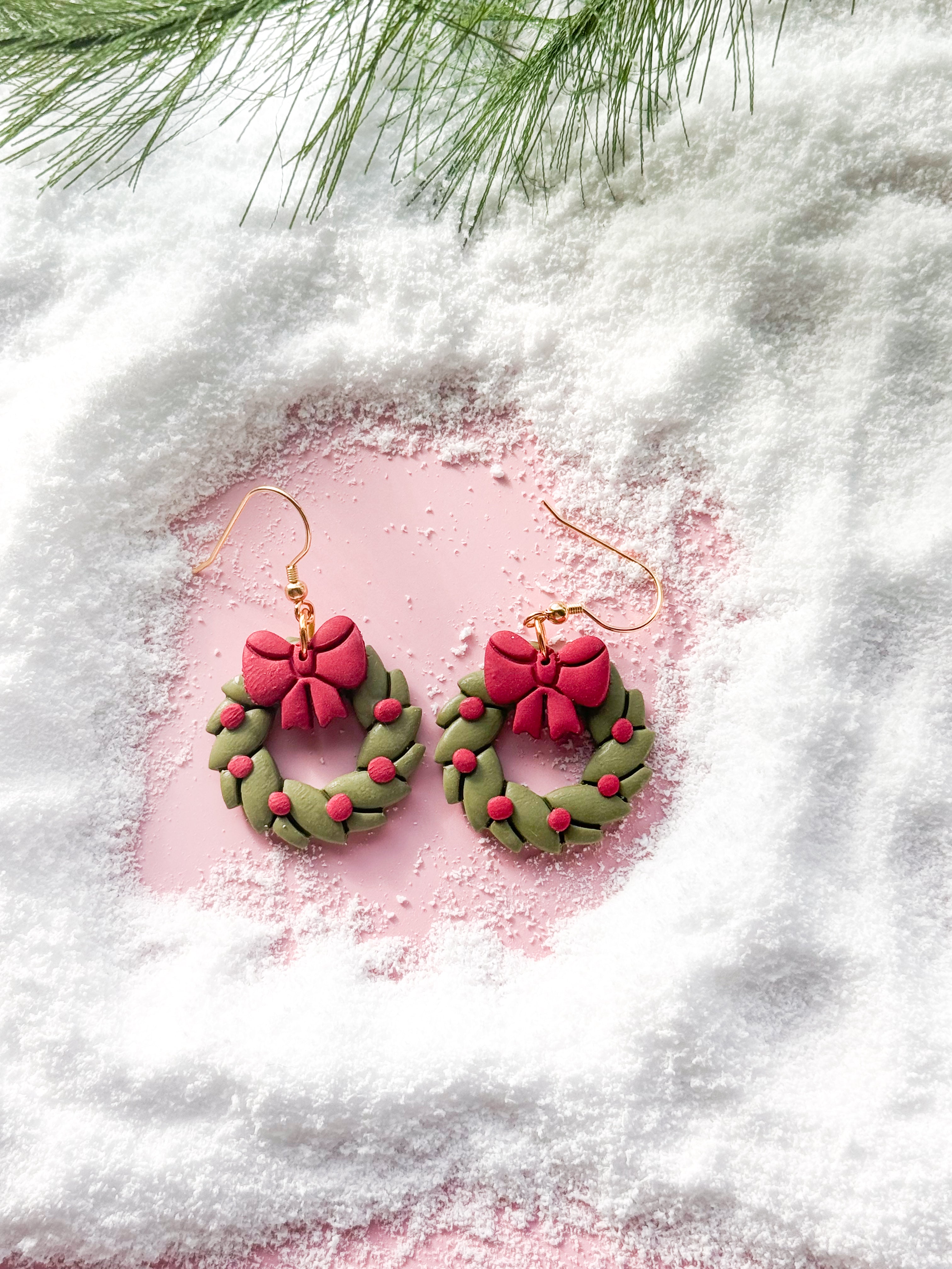 Wreath Clay Earrings