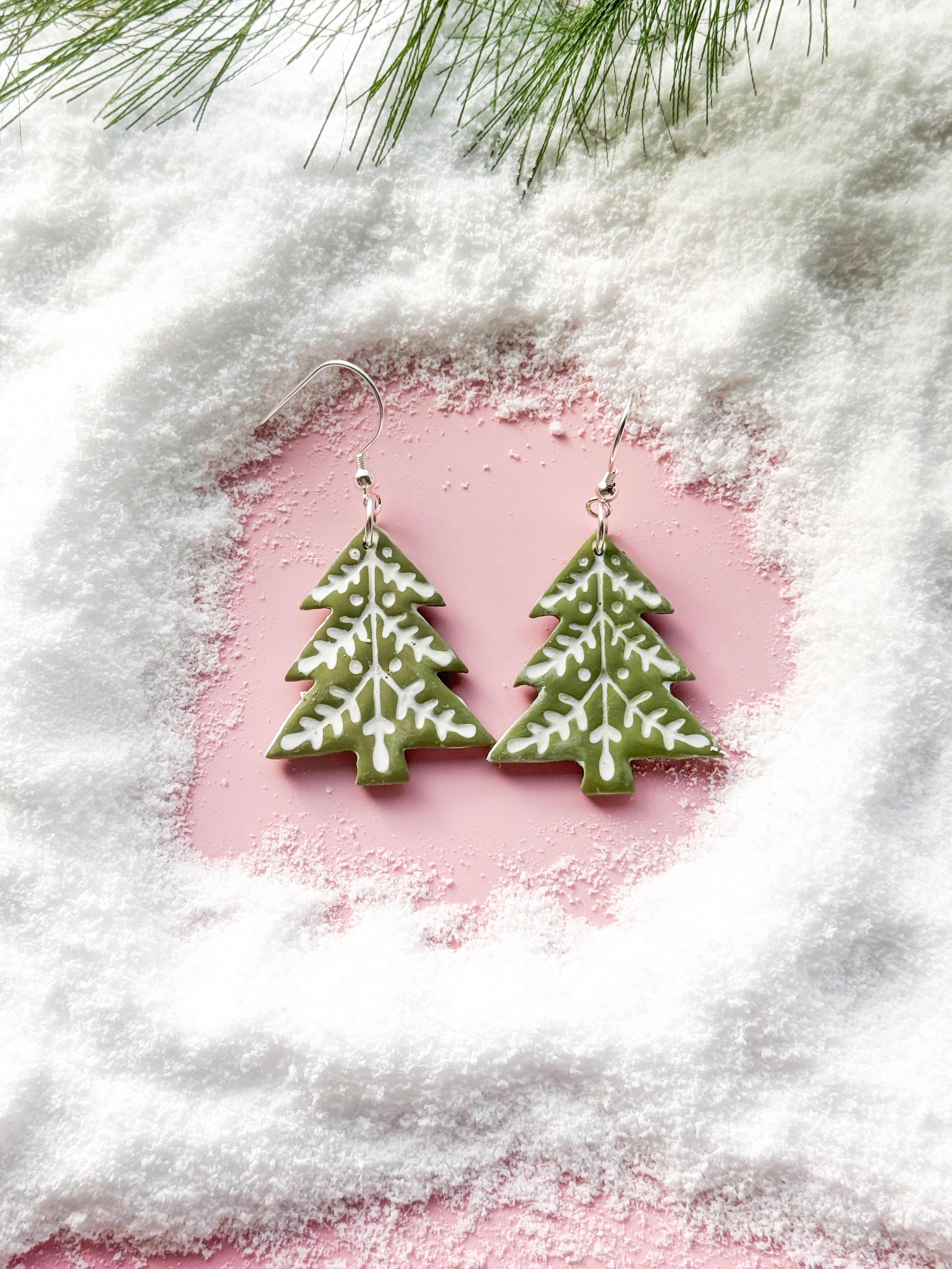 Embossed Tree Clay Earrings