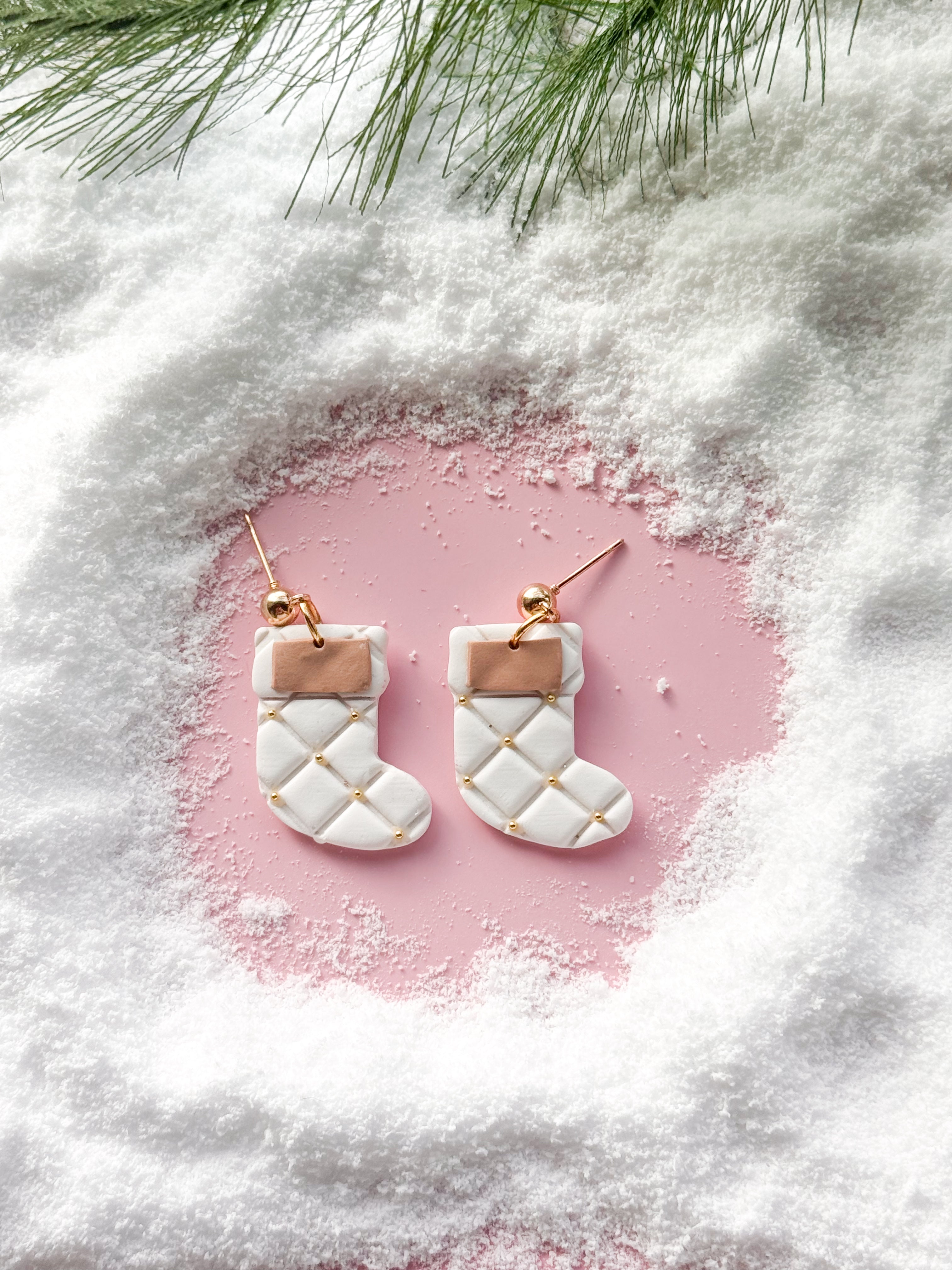 Diamond Stocking Clay Earrings