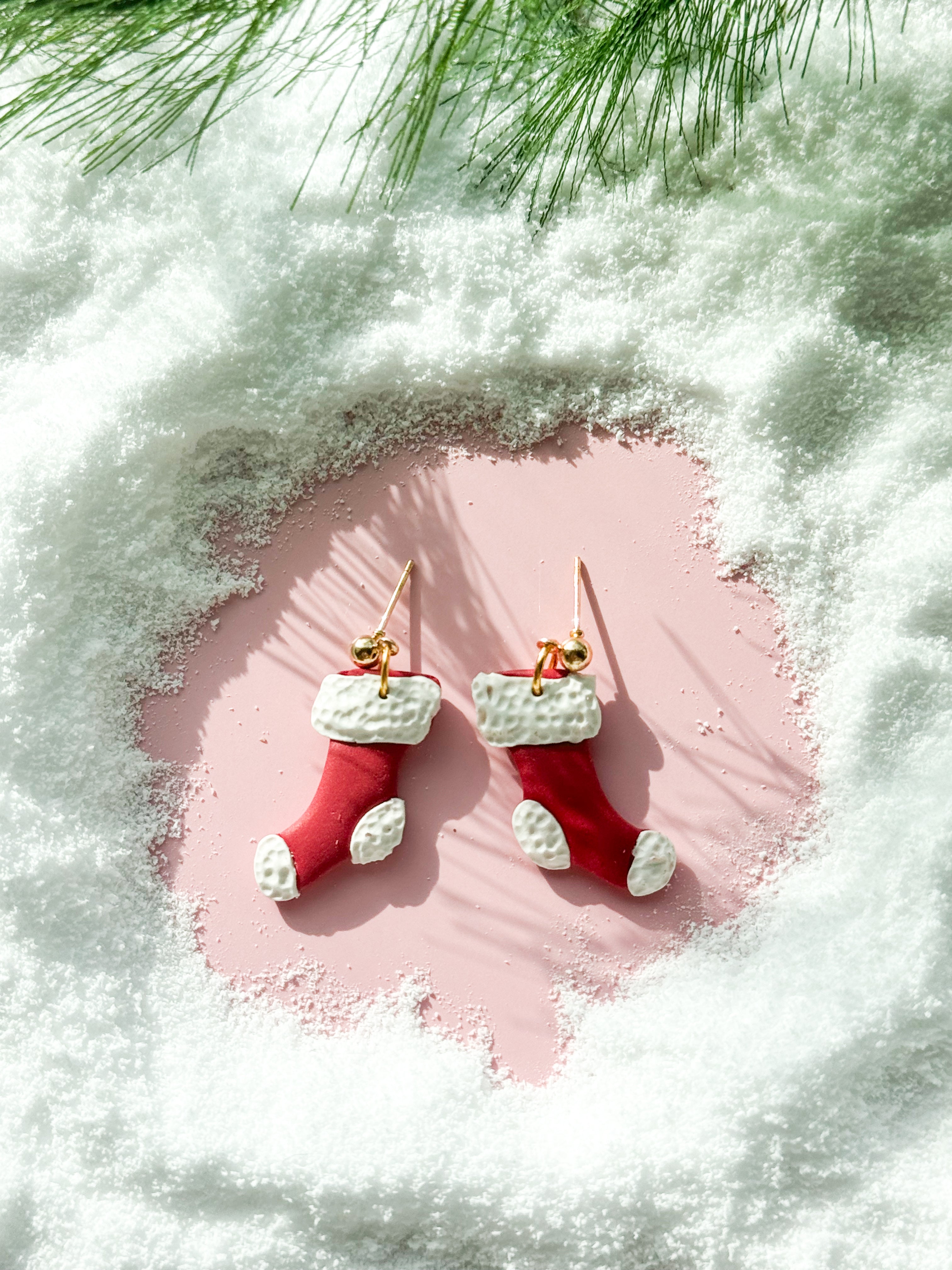 Old Fashioned Stocking Clay Earrings