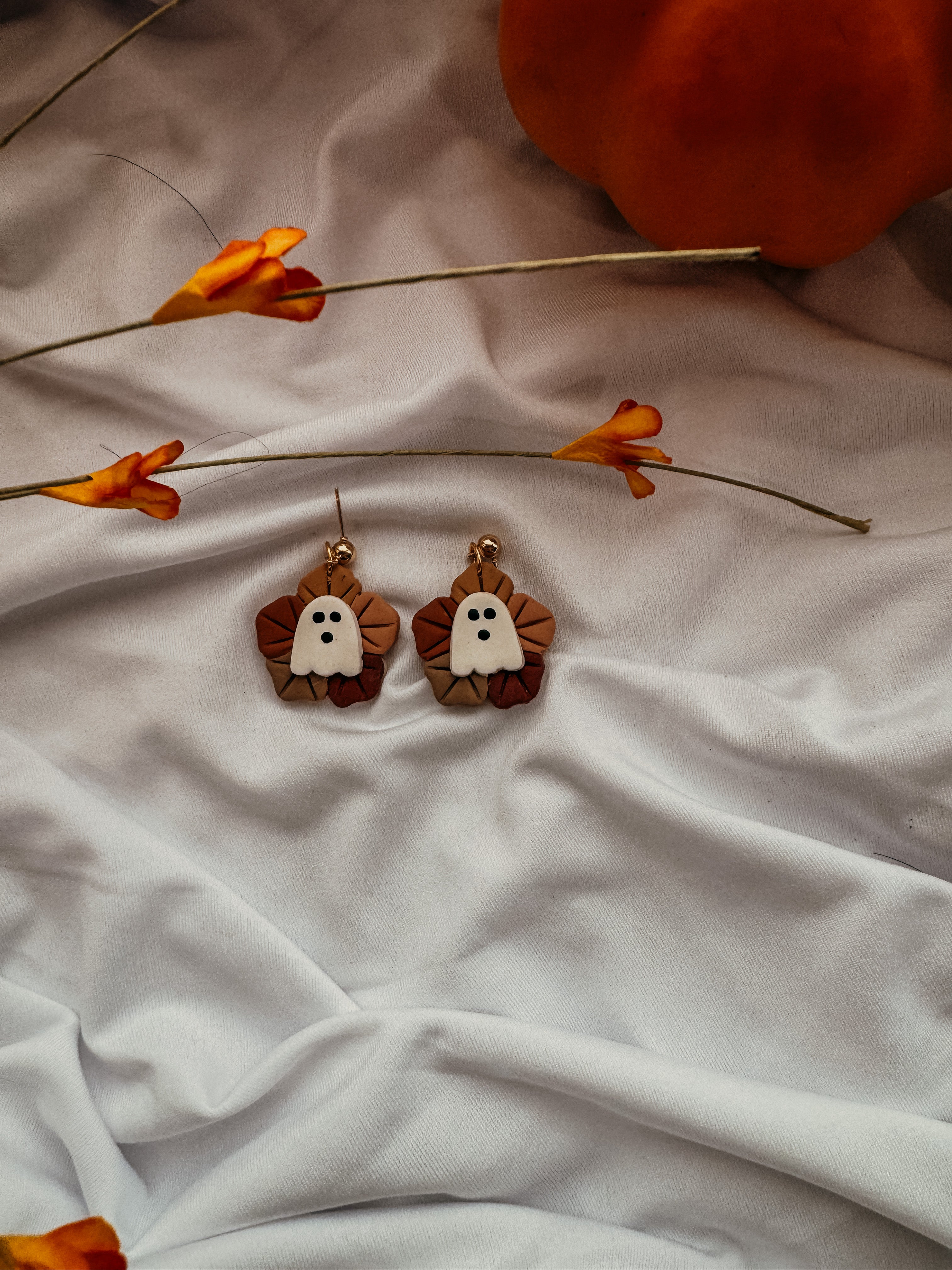 Spooky Flower Clay Earrings