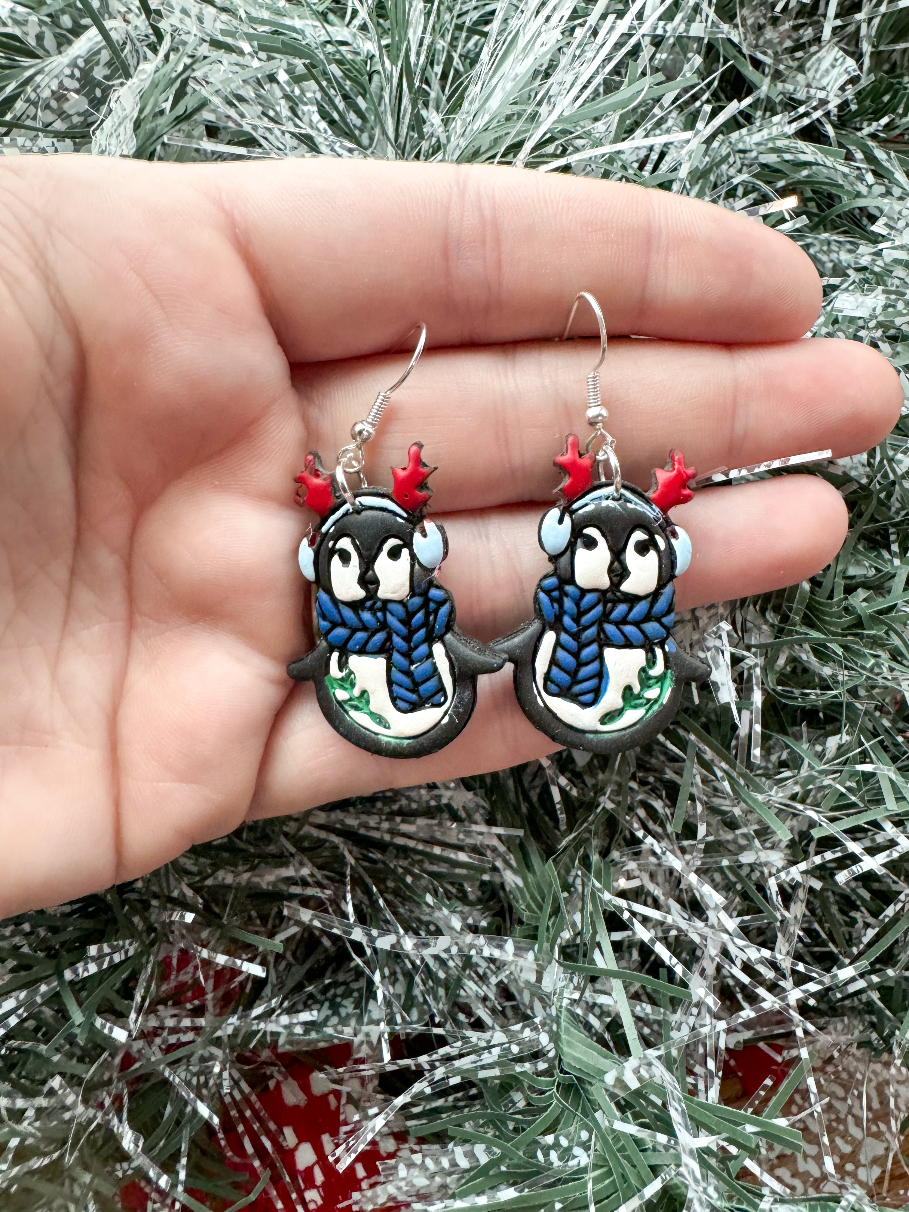 Penguin Clay Earrings