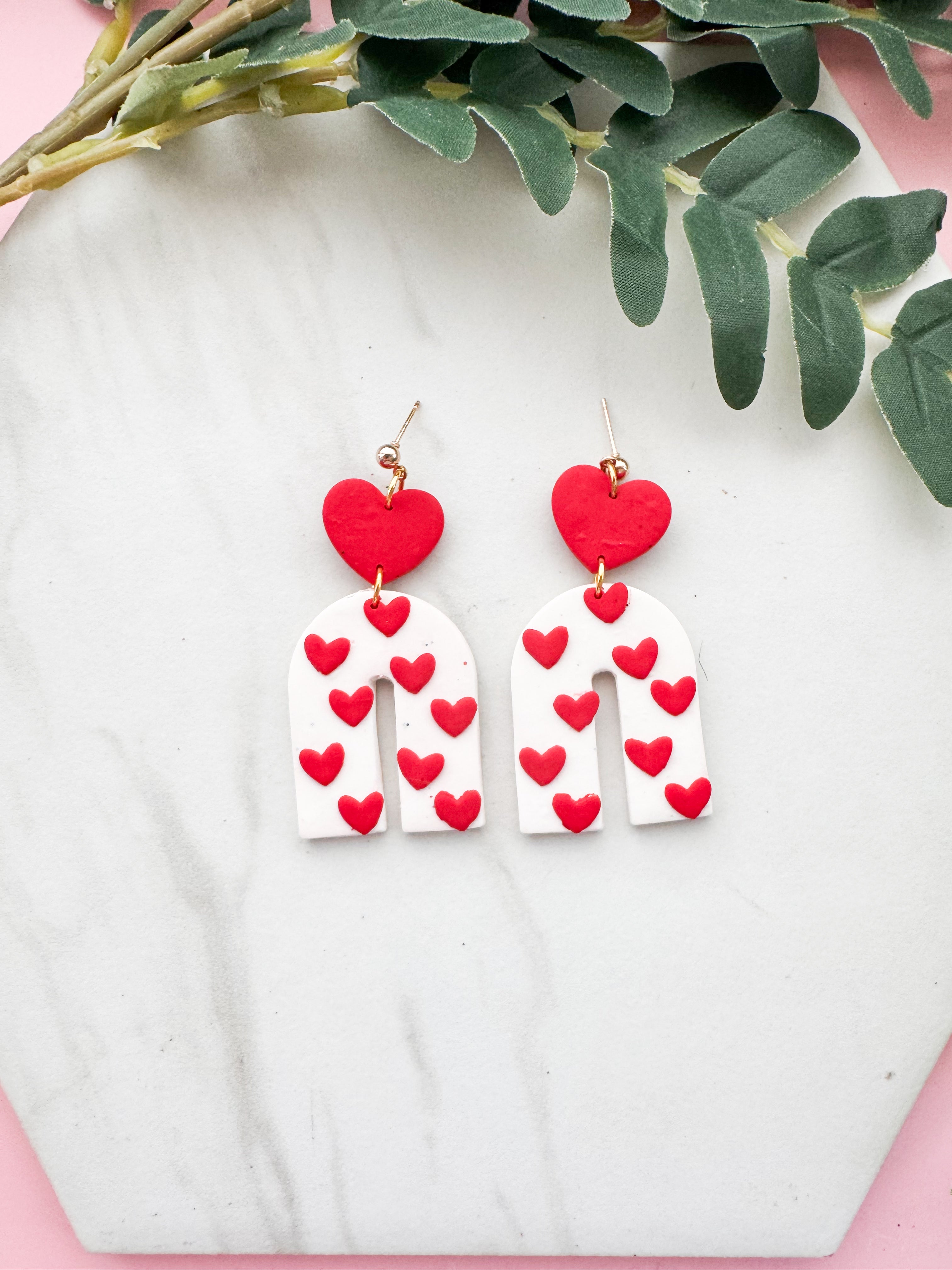 Rainbow Heart Clay Earrings