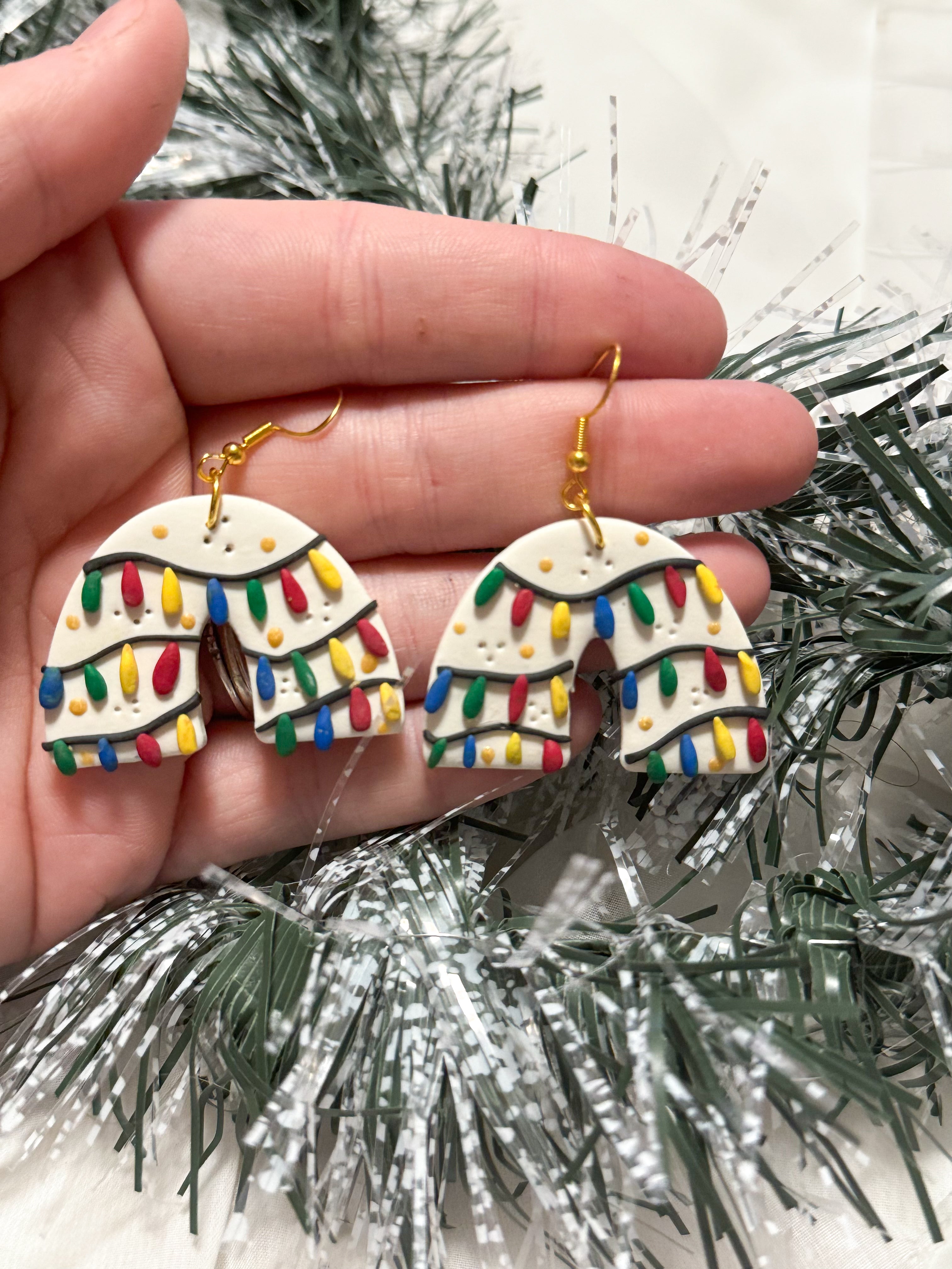 Christmas Lights Clay Earrings