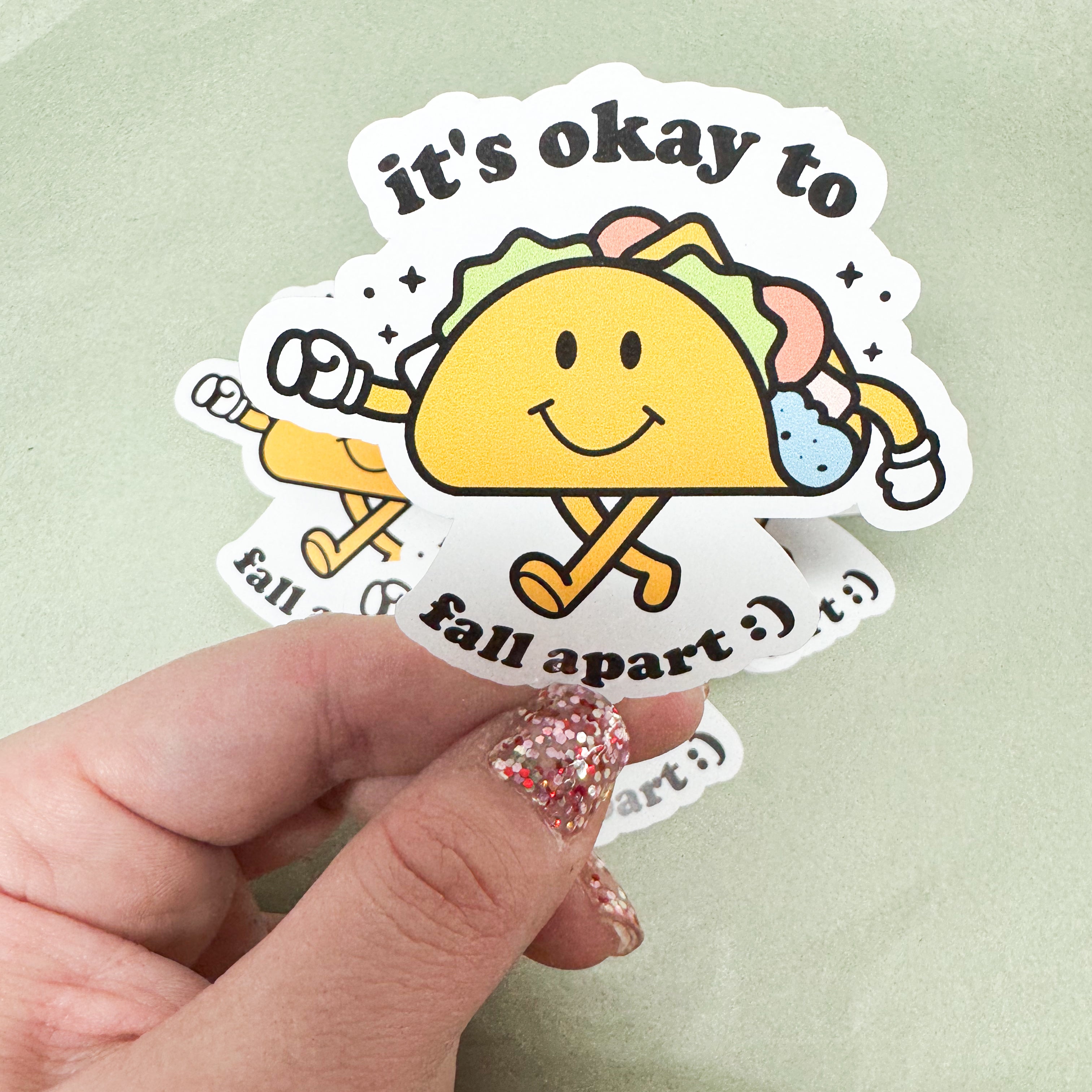 Taco It's Ok To Fall Apart Vinyl Sticker