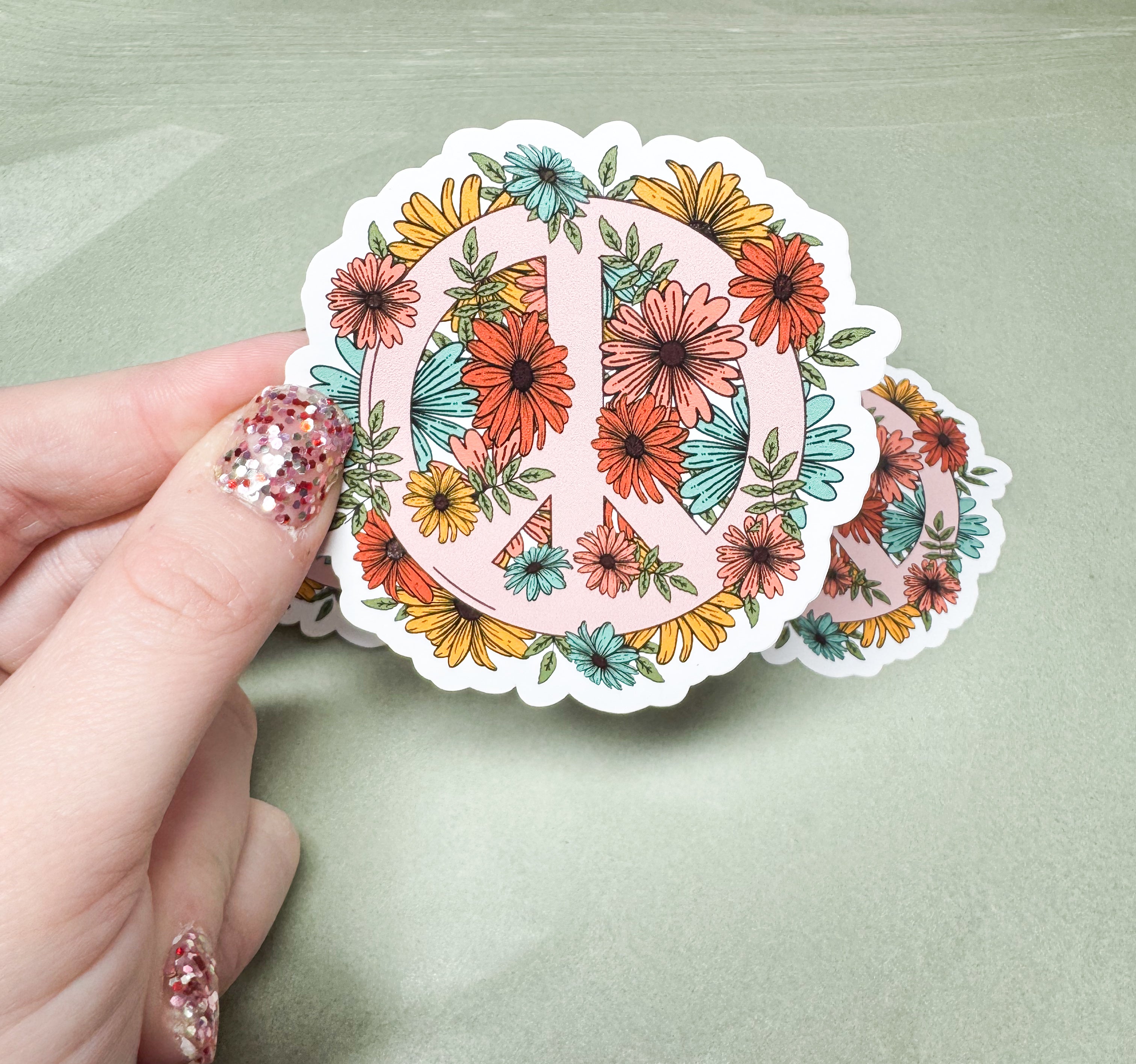 Floral Peace Vinyl Sticker