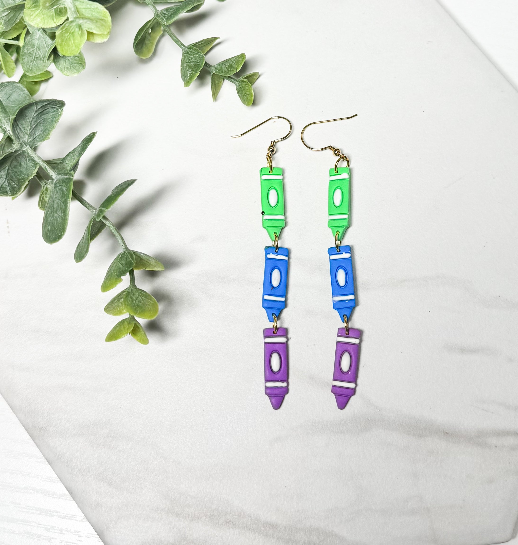 Cool tone Crayon Stack Earrings