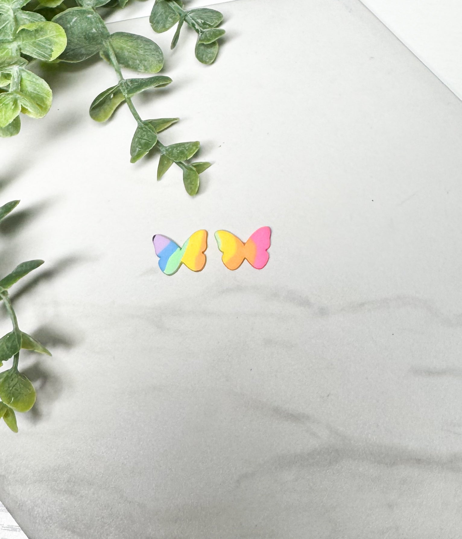 Mini rainbow butterfly studs