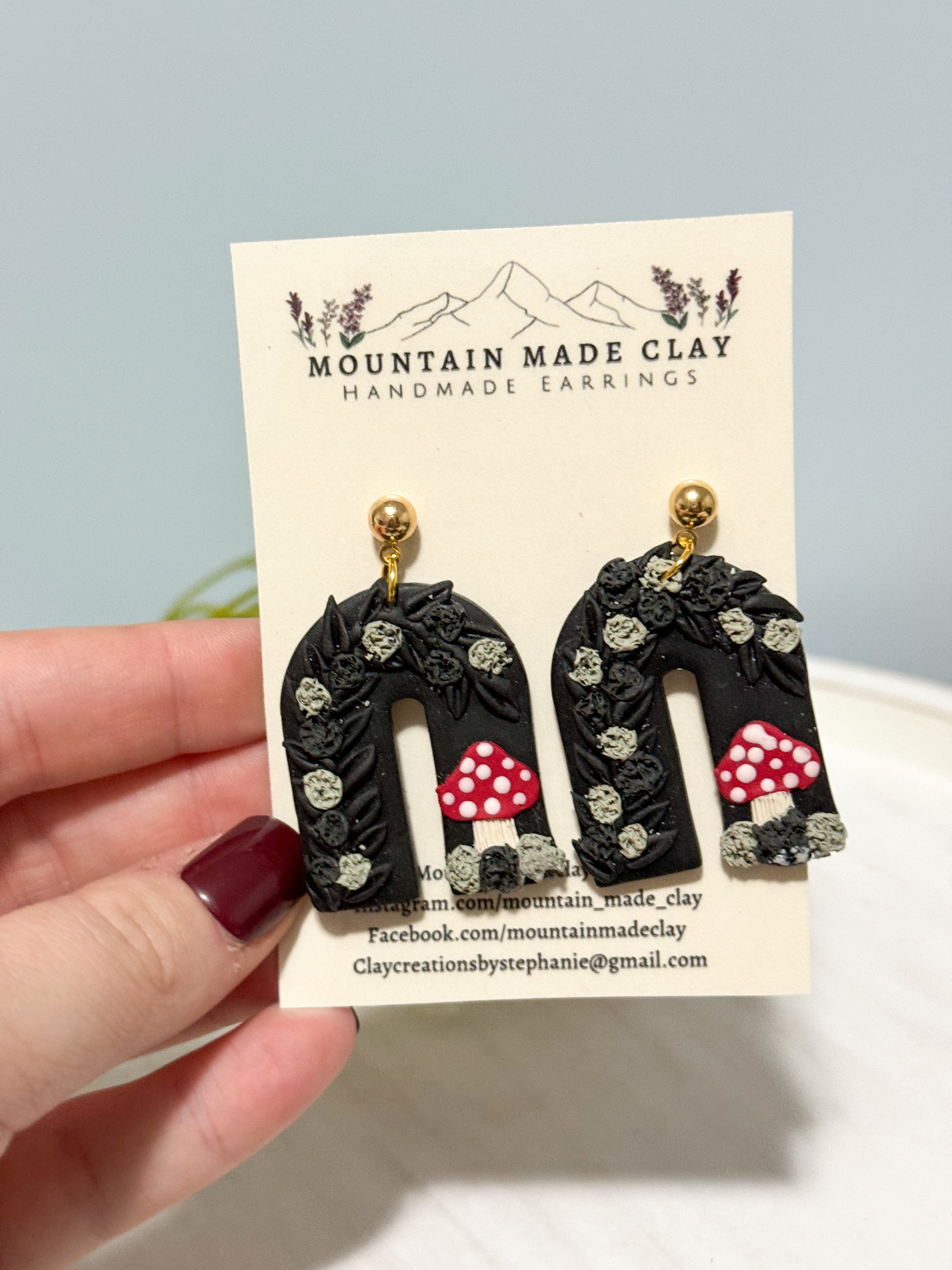 Cottagecore Mushroom Arch Clay Earrings