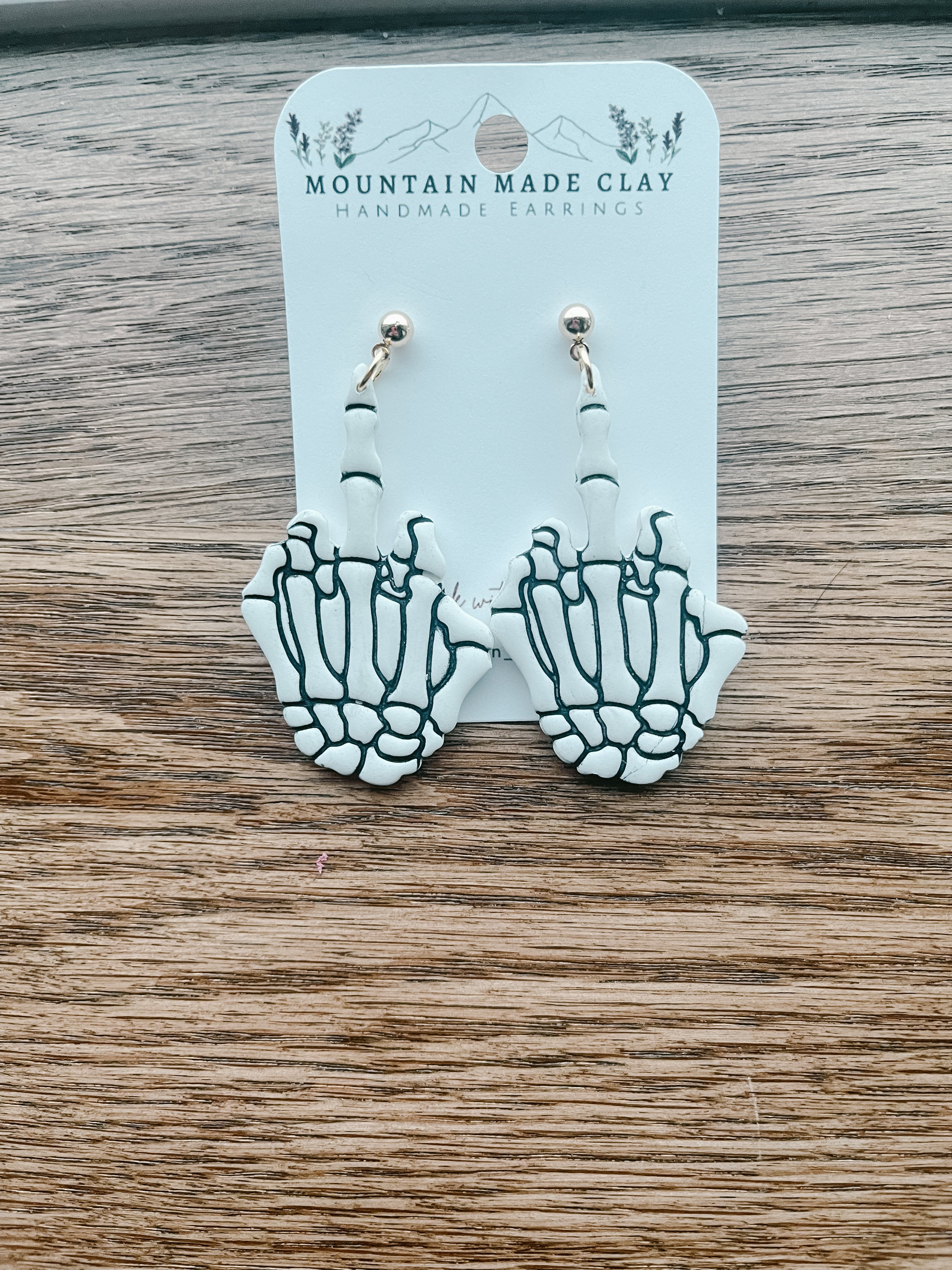 Bone Middle Finger Clay earrings