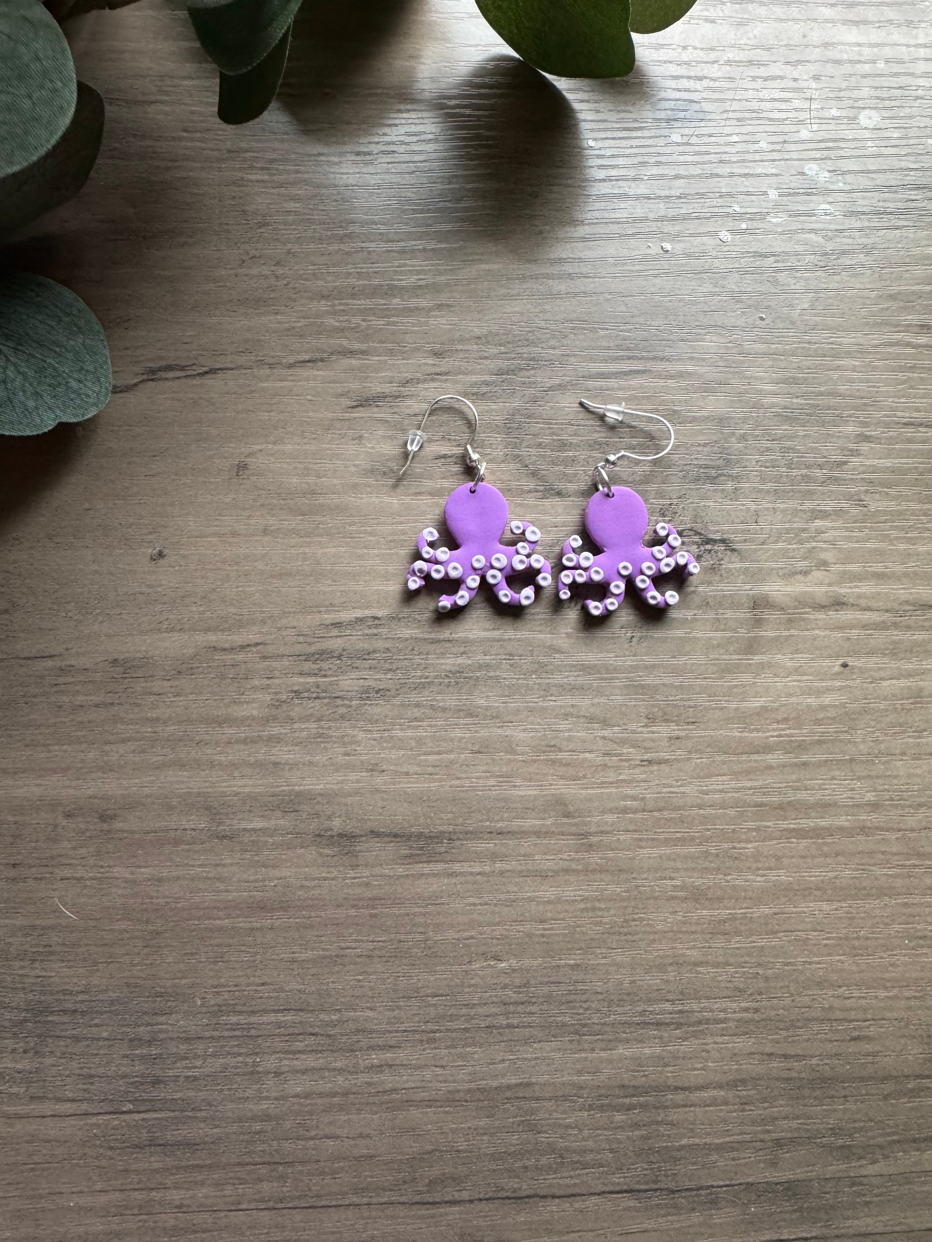 Purple Octopus Earrings