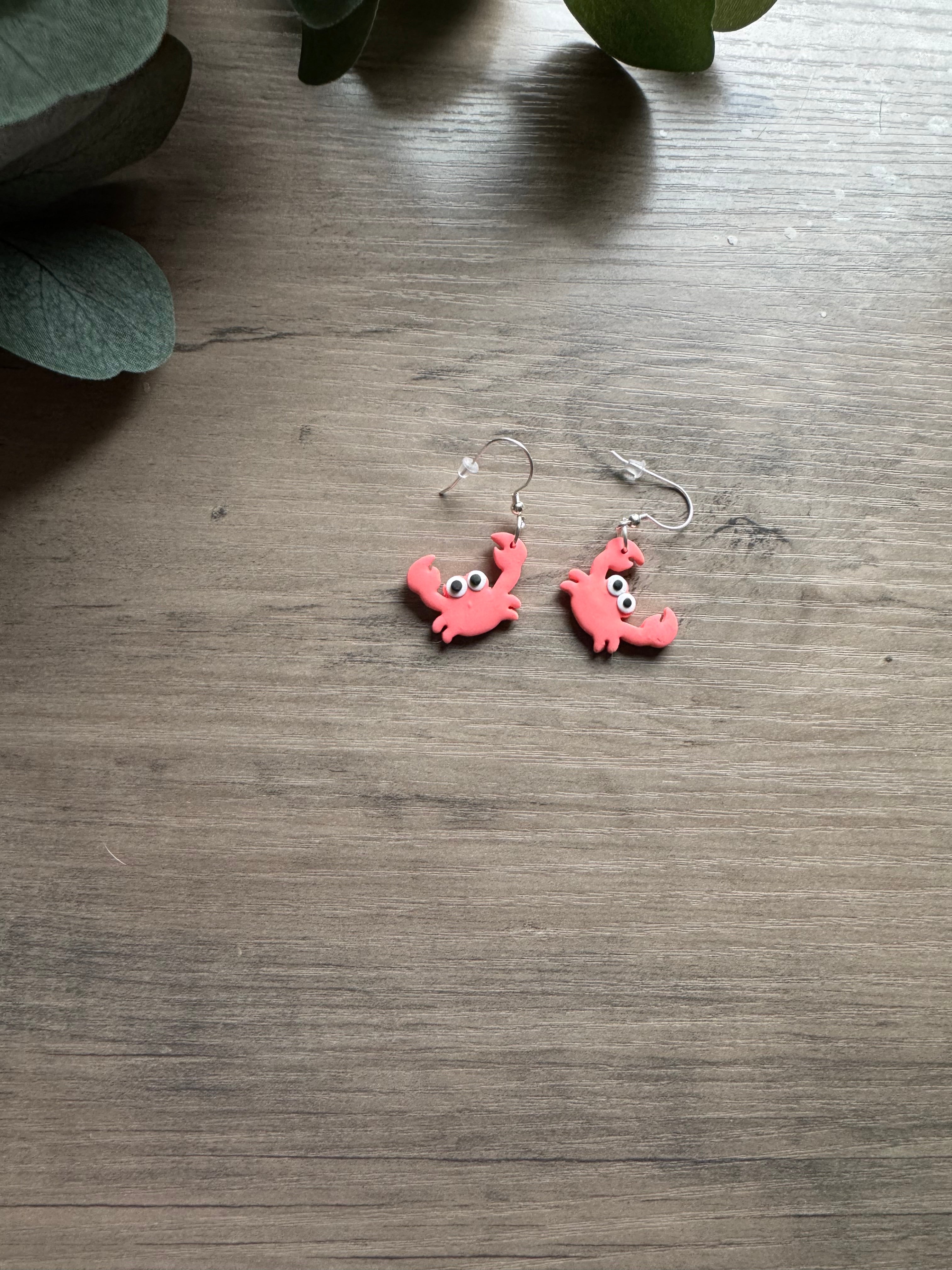 Coral Crab Earrings
