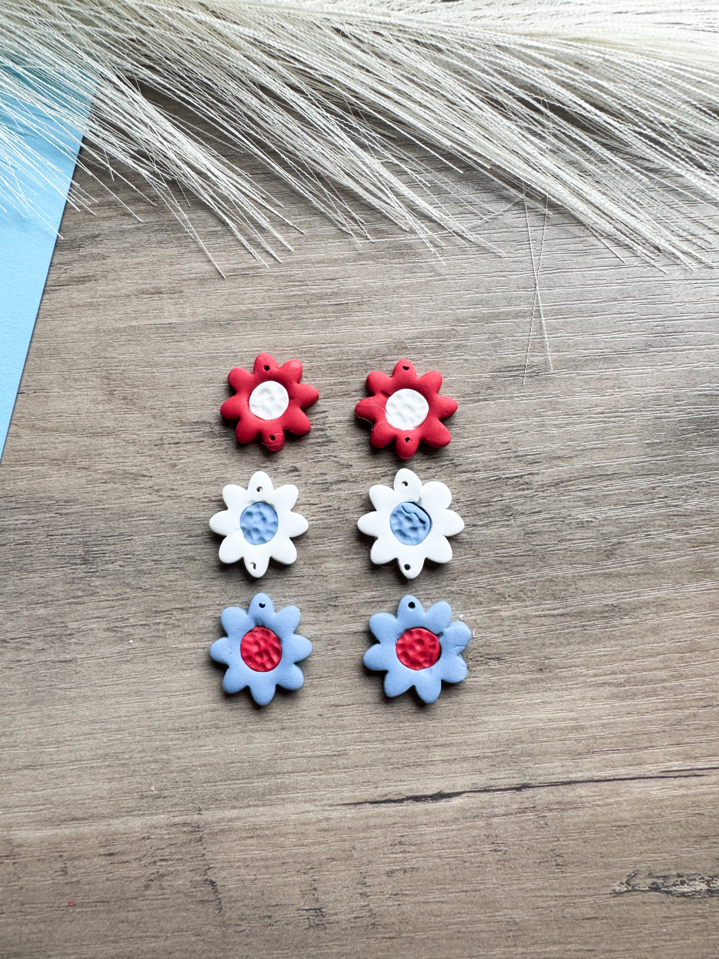 Red White and Blue Floral Drops
