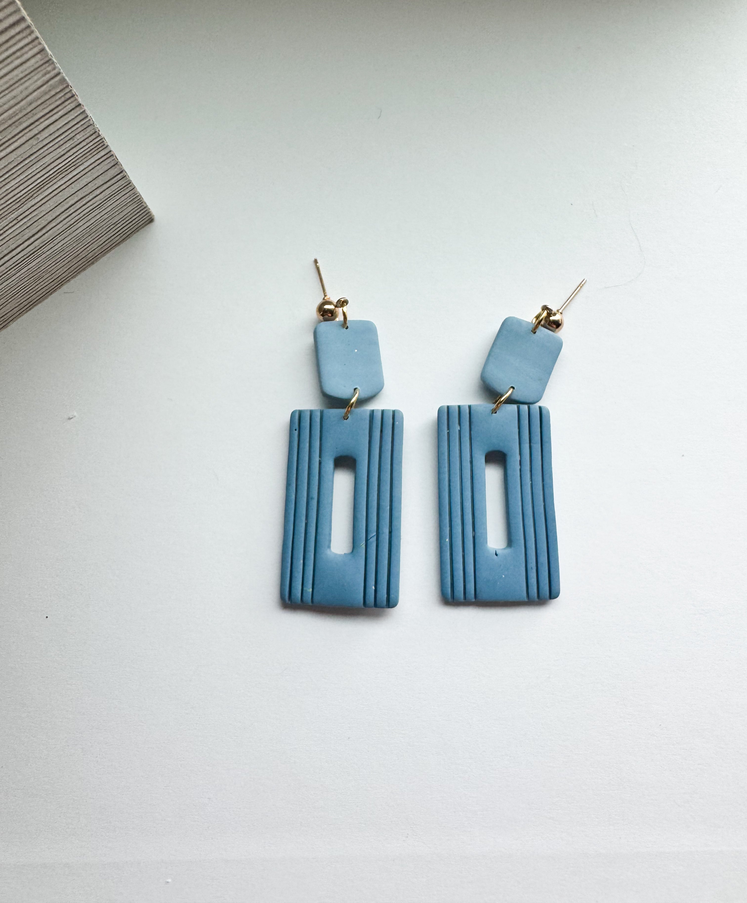 Ivory Linea: Rectangle Arch Dangles with subtle stripes