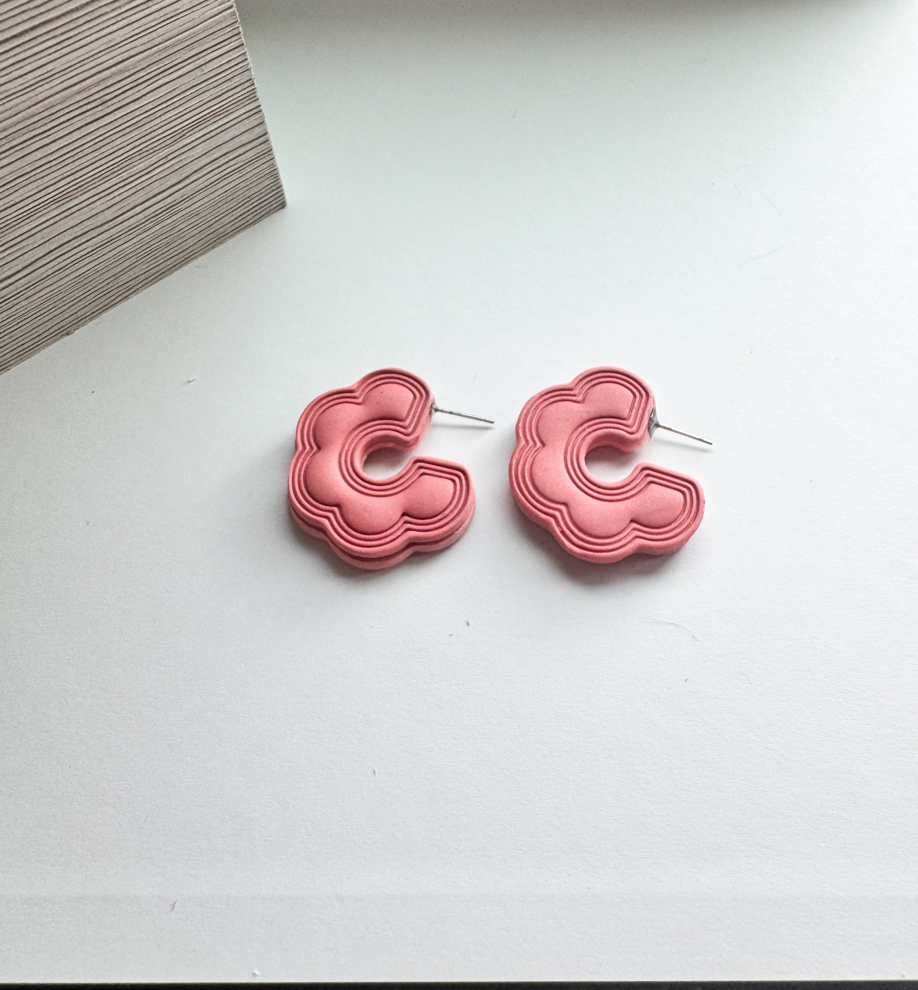 Petal Stack: pink layered squiggle hoops