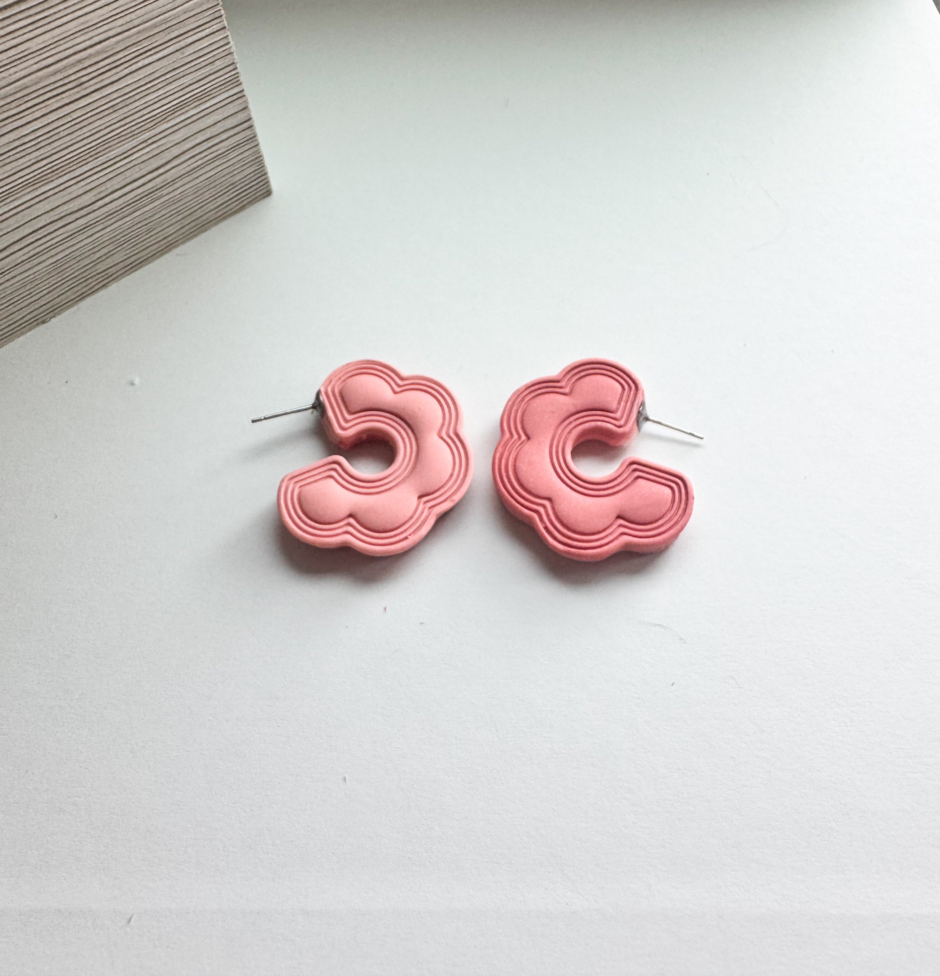 Petal Stack: pink layered squiggle hoops