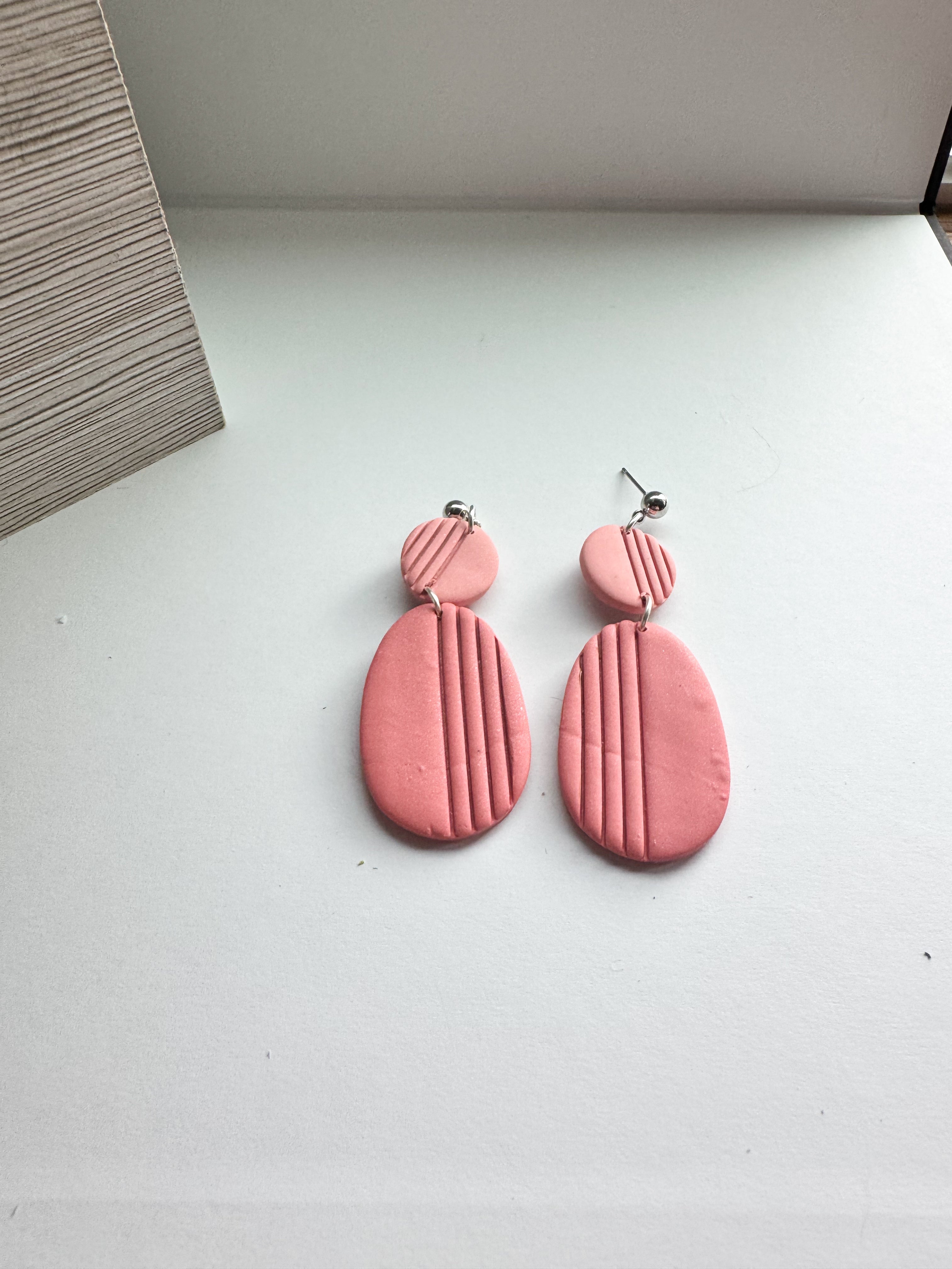 Blush Drift: muted tone oval dangles with strips