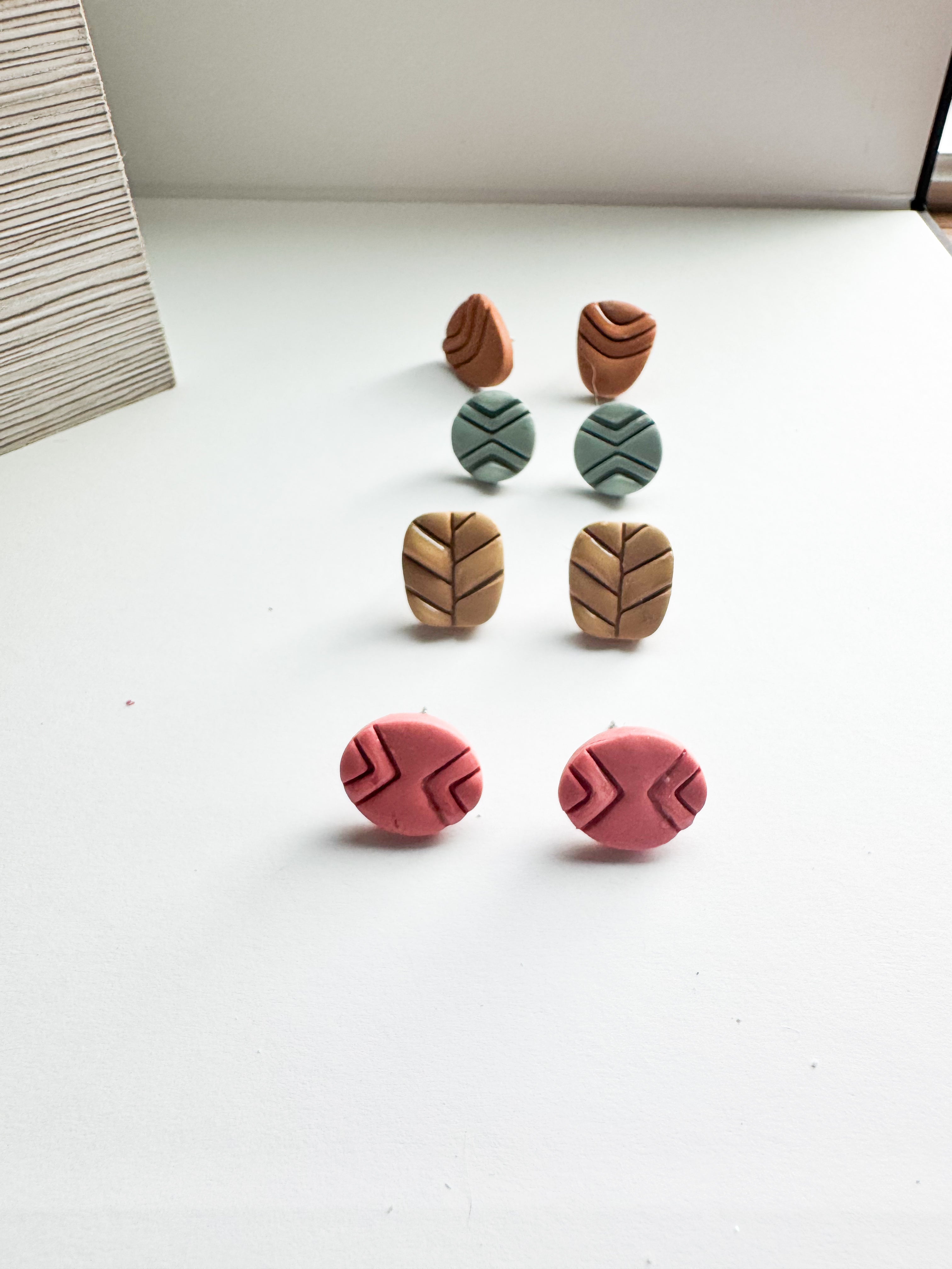 Rooted Stud Pack: engraved earth tone studs