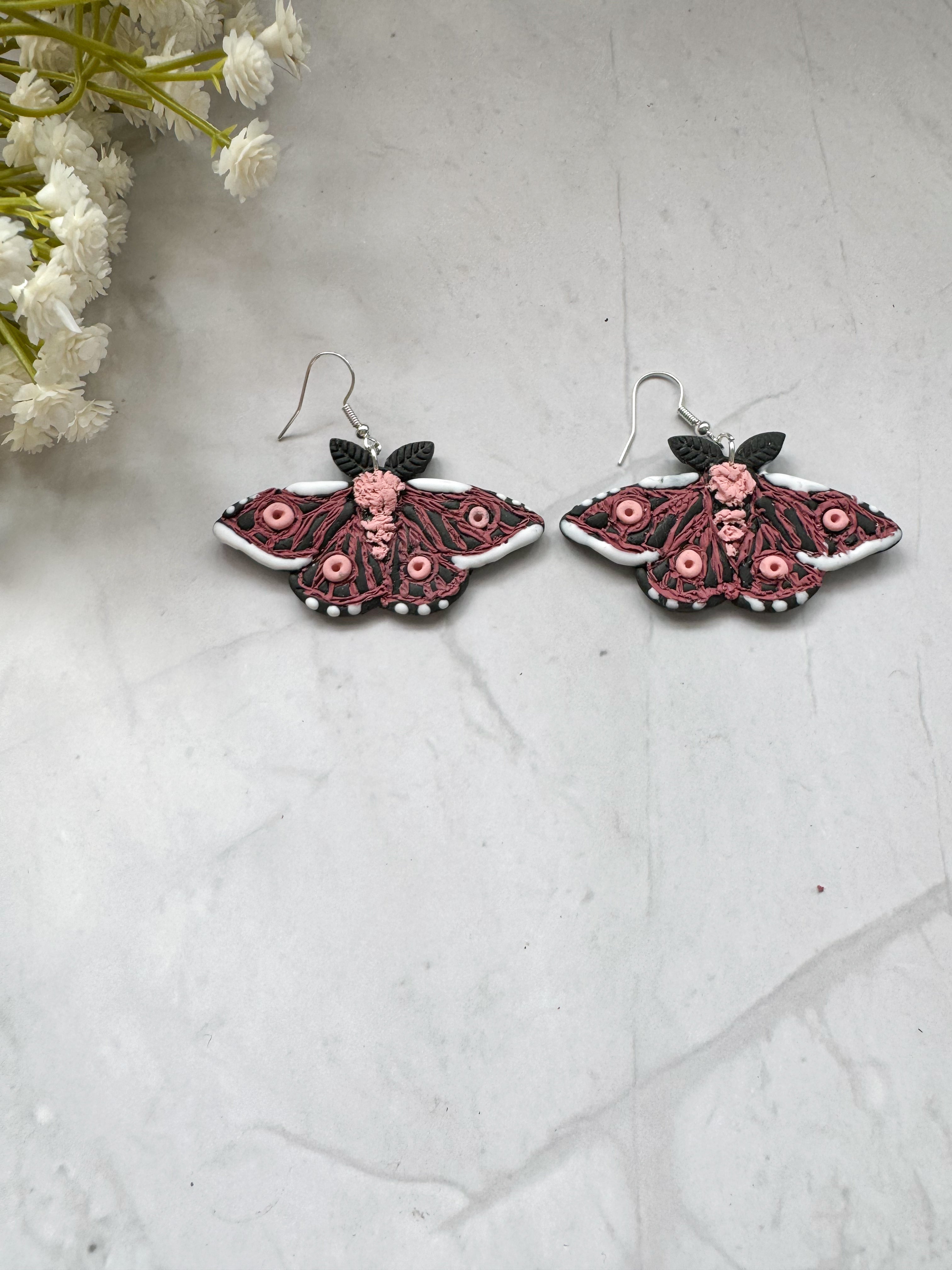 Spring Moth Clay Earrings