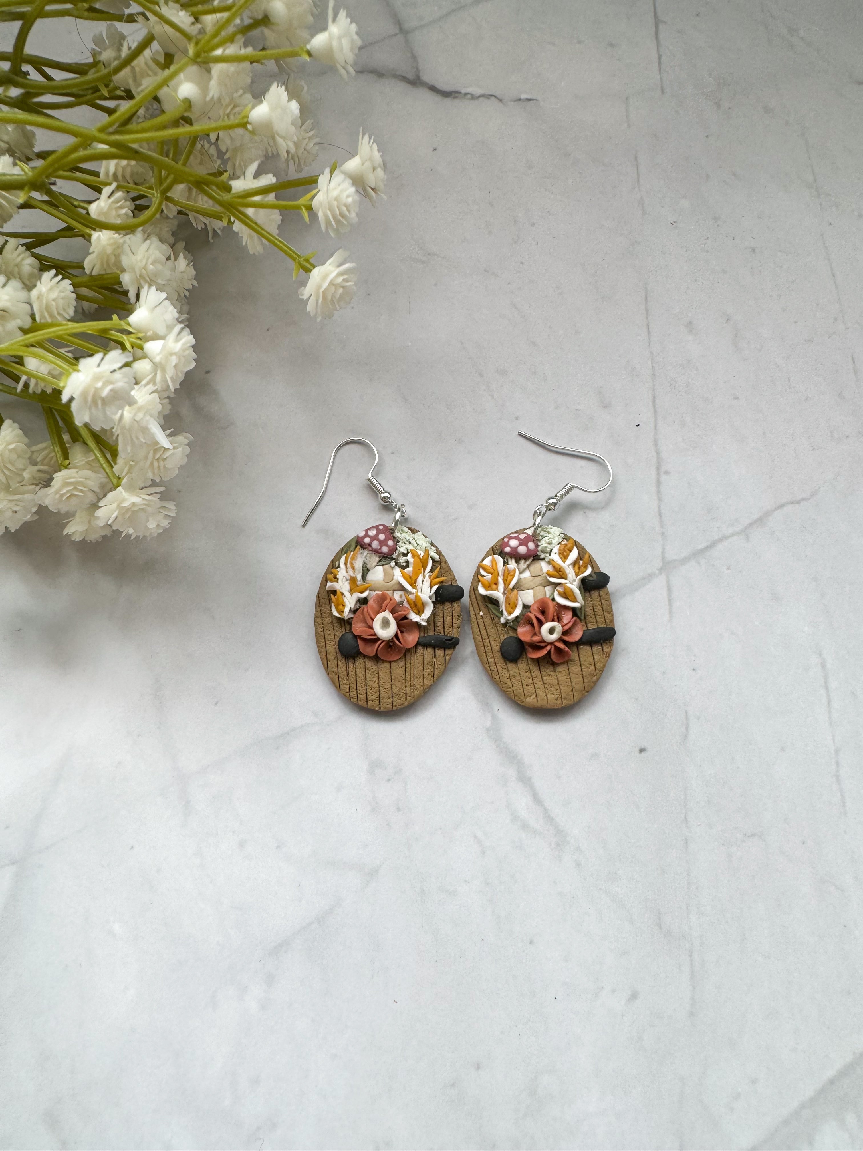 Wooden Door Clay Earrings