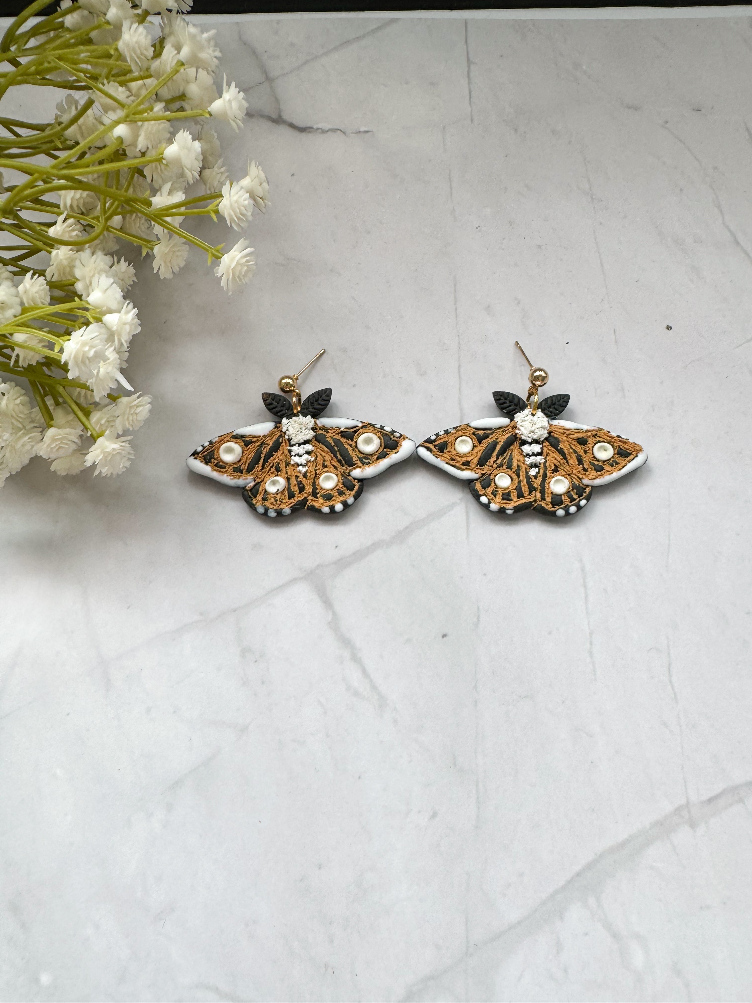 Spring Moth Clay Earrings