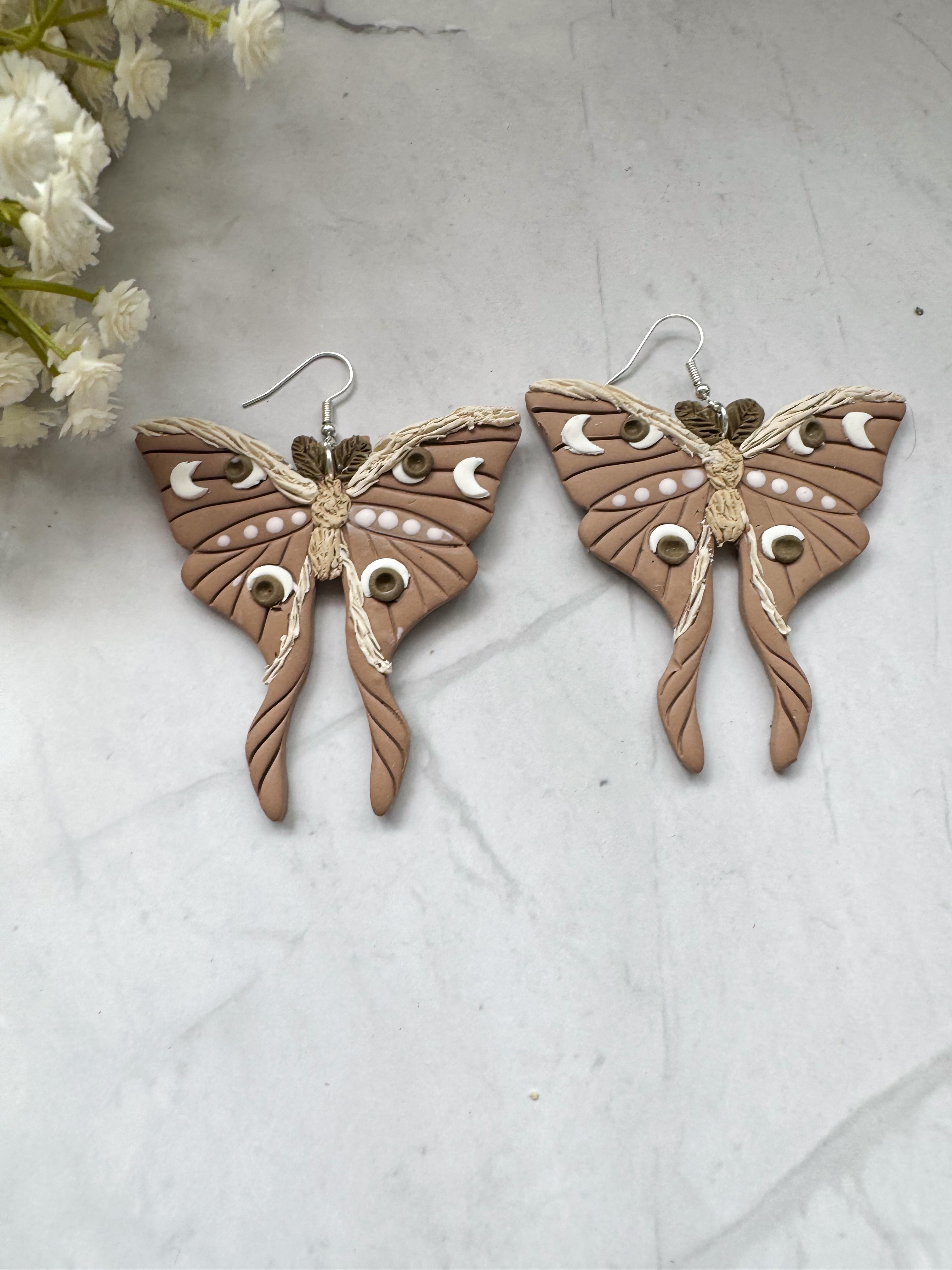 Large Moths | Polymer Clay Earrings