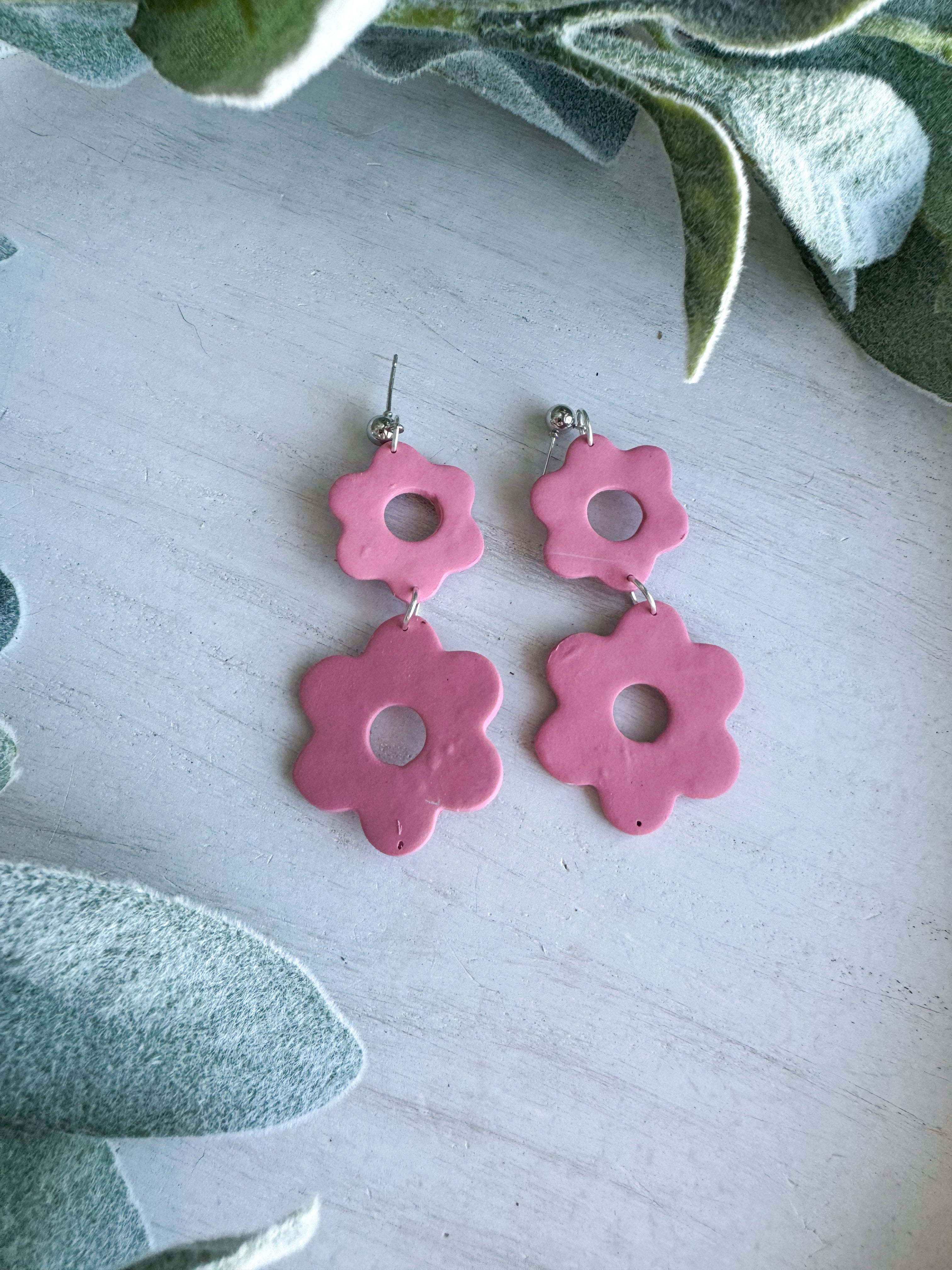 Tiered Flower Clay Earrings