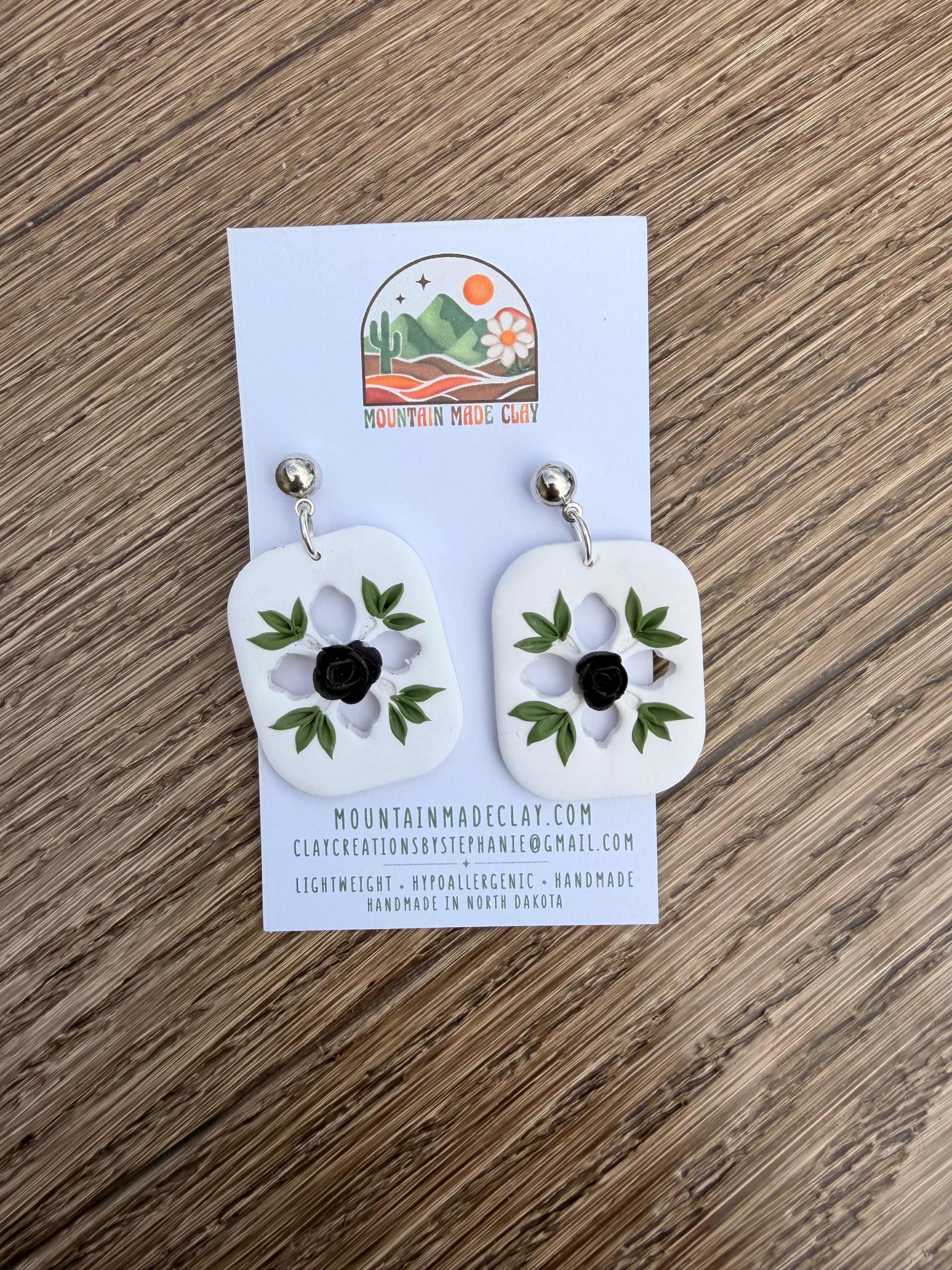 Ivory Bloom | Clay Earrings