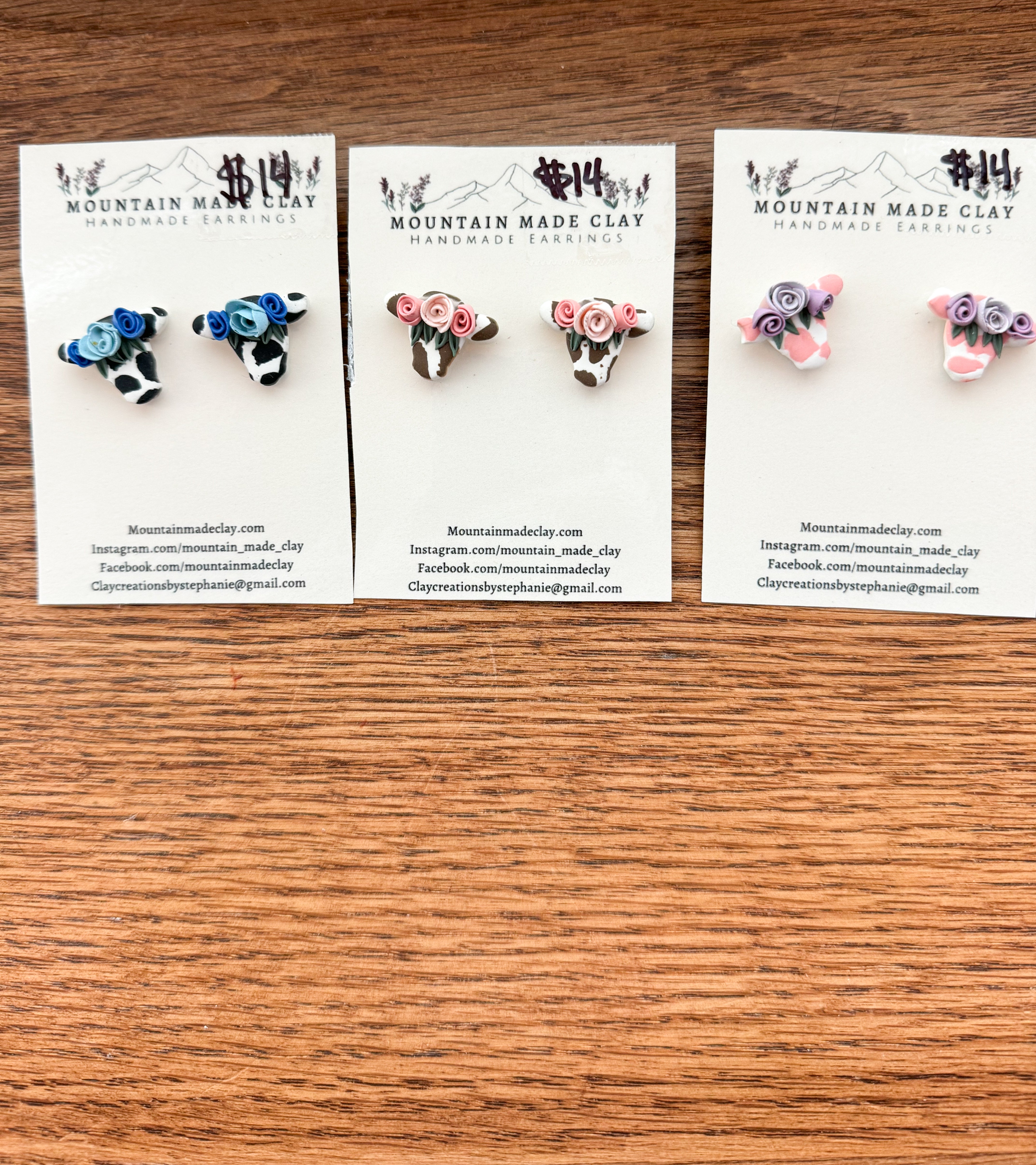 Floral Cow Studs