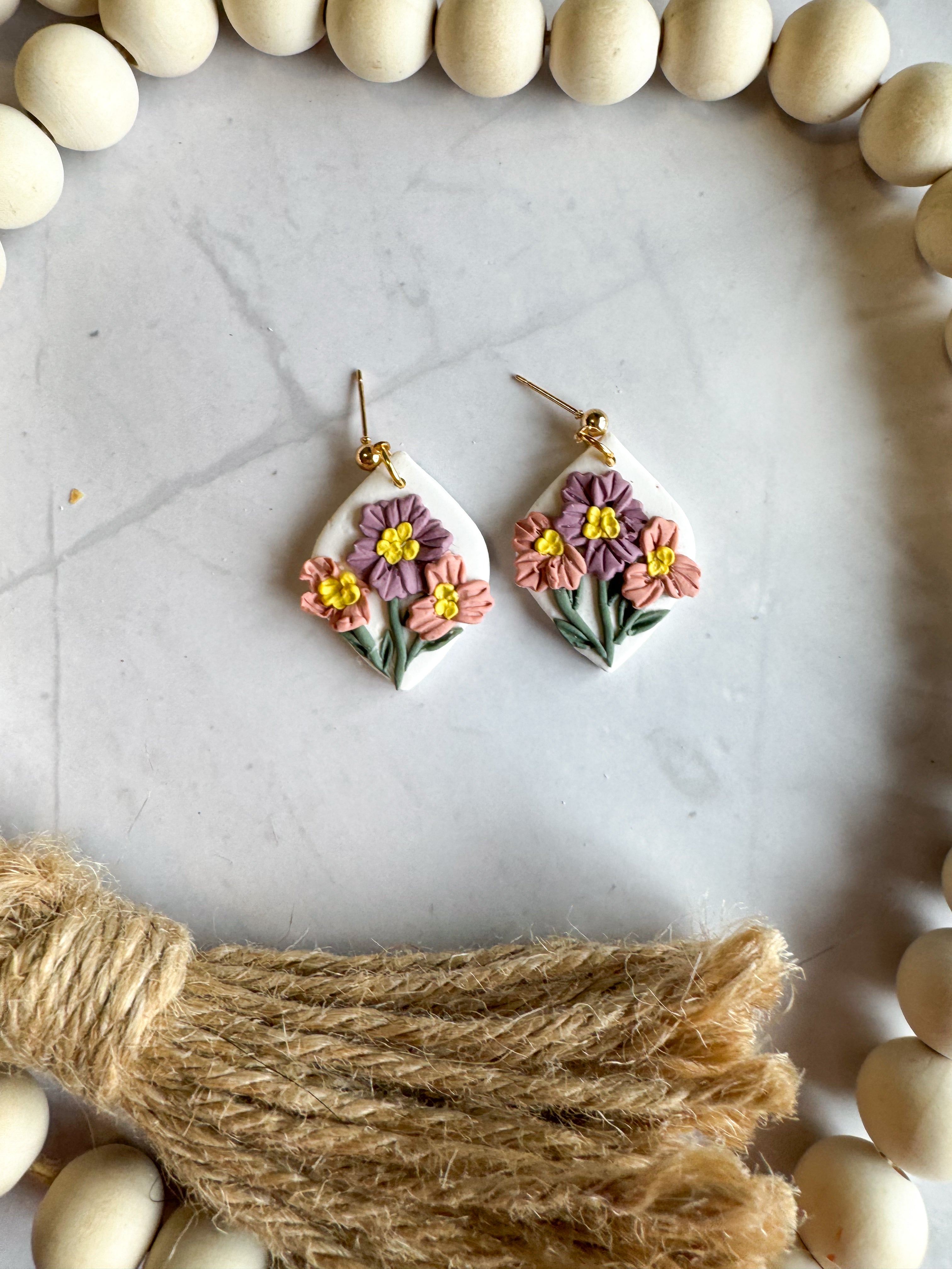 November (Chrysanthemum) Clay Earrings