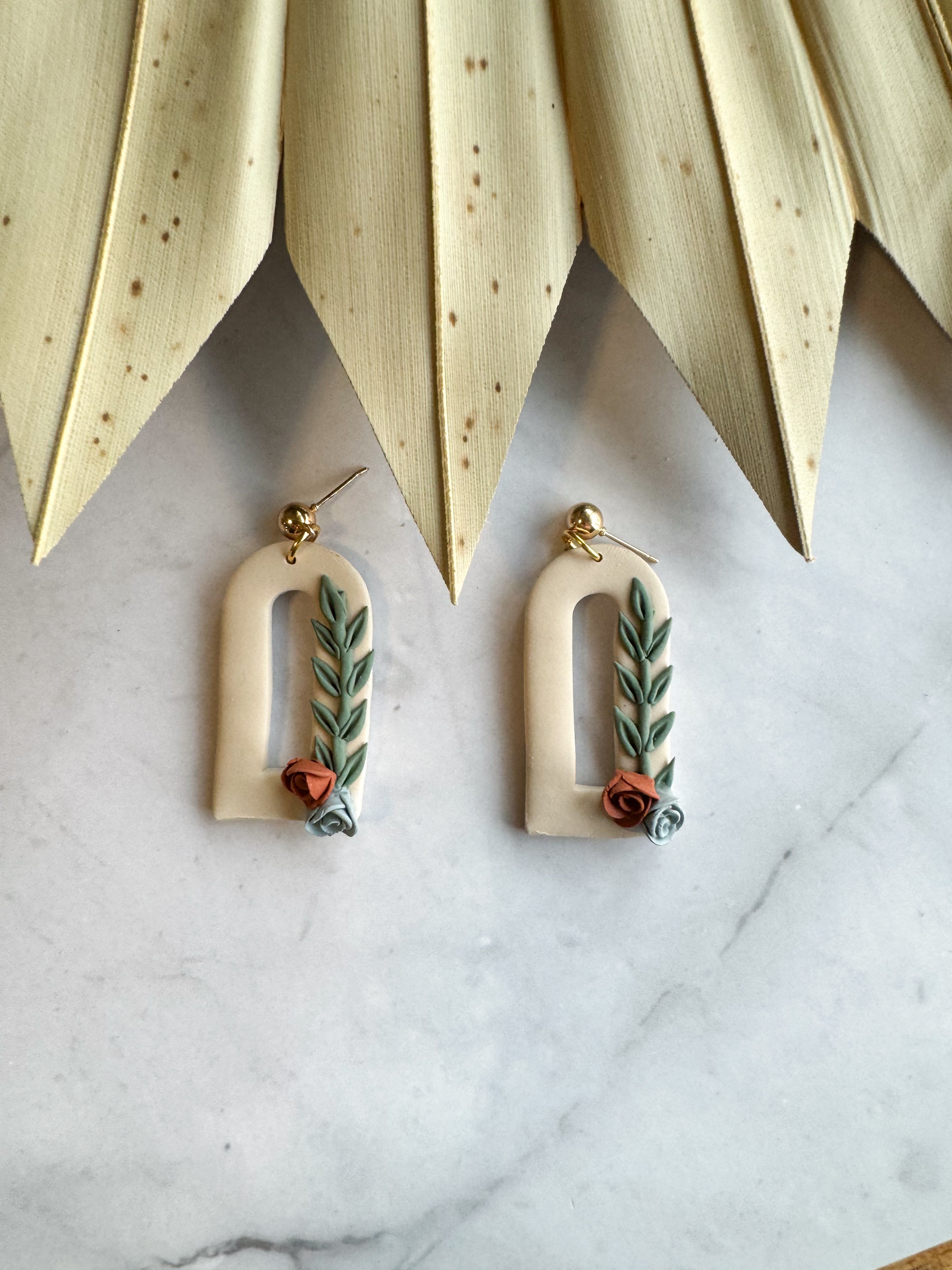 Floral Arch Clay Earrings