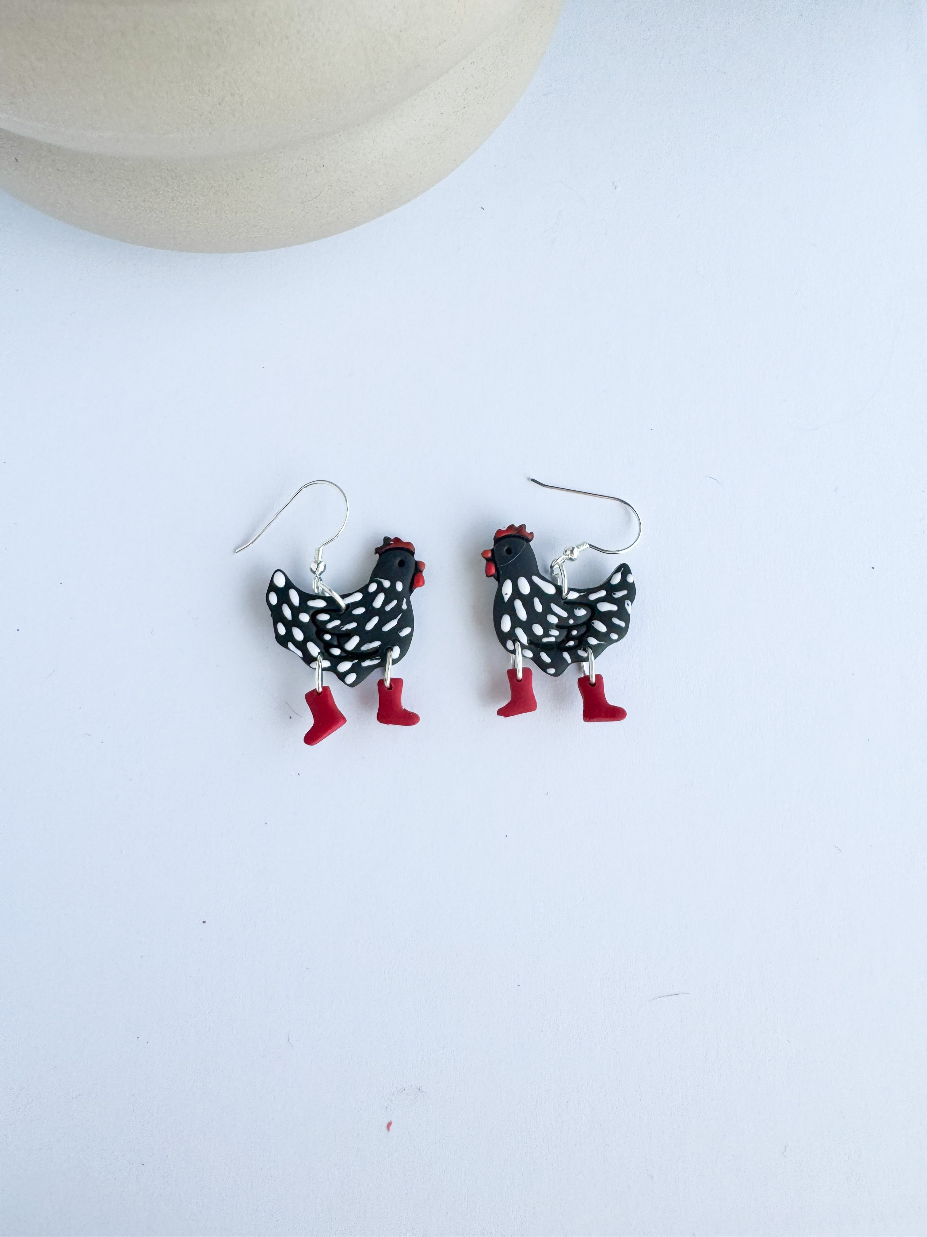 Chickens in rain boots  Clay Earrings