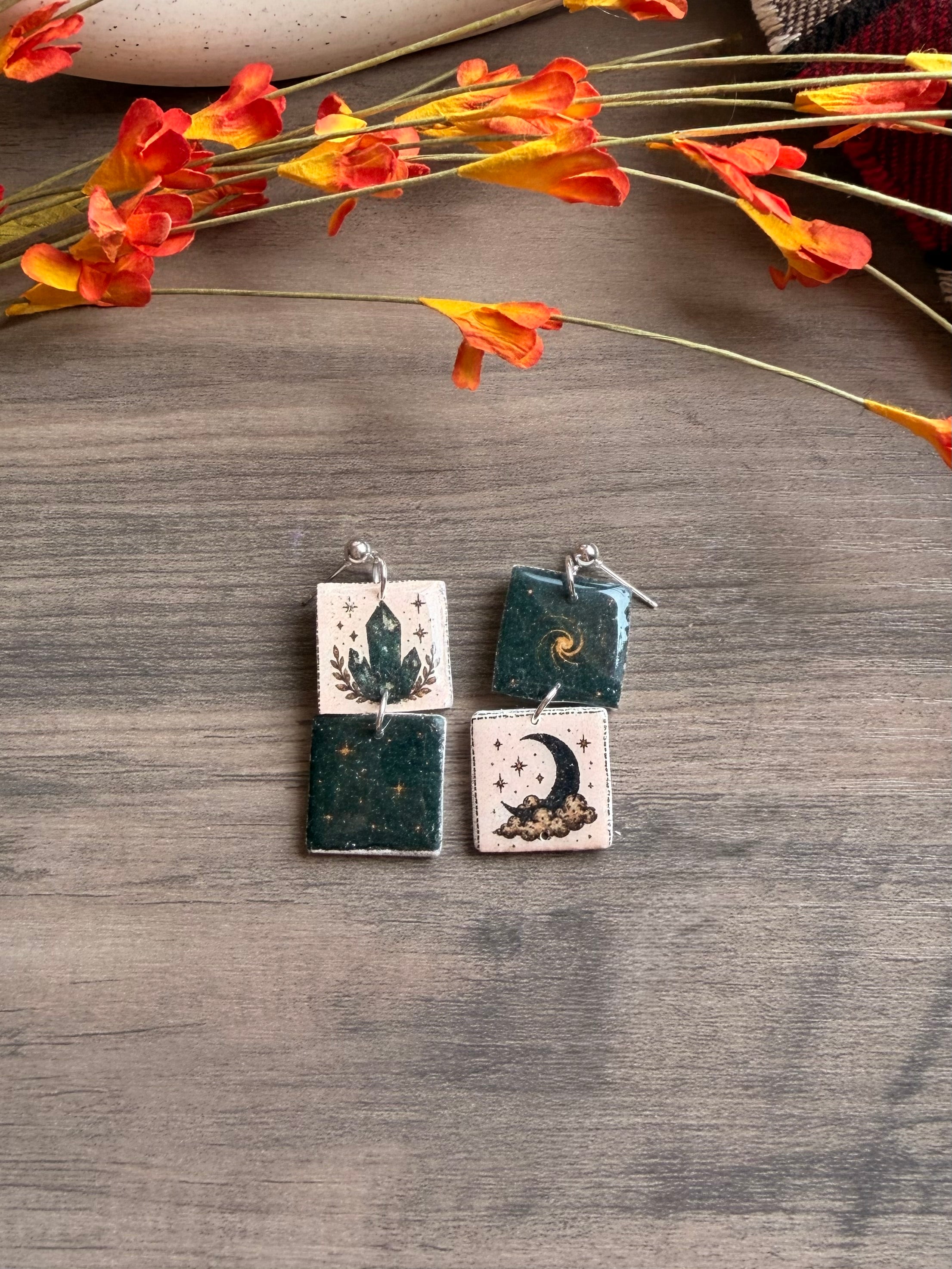 Mystic Moon & Midnight Library | One-of-a-Kind Earrings