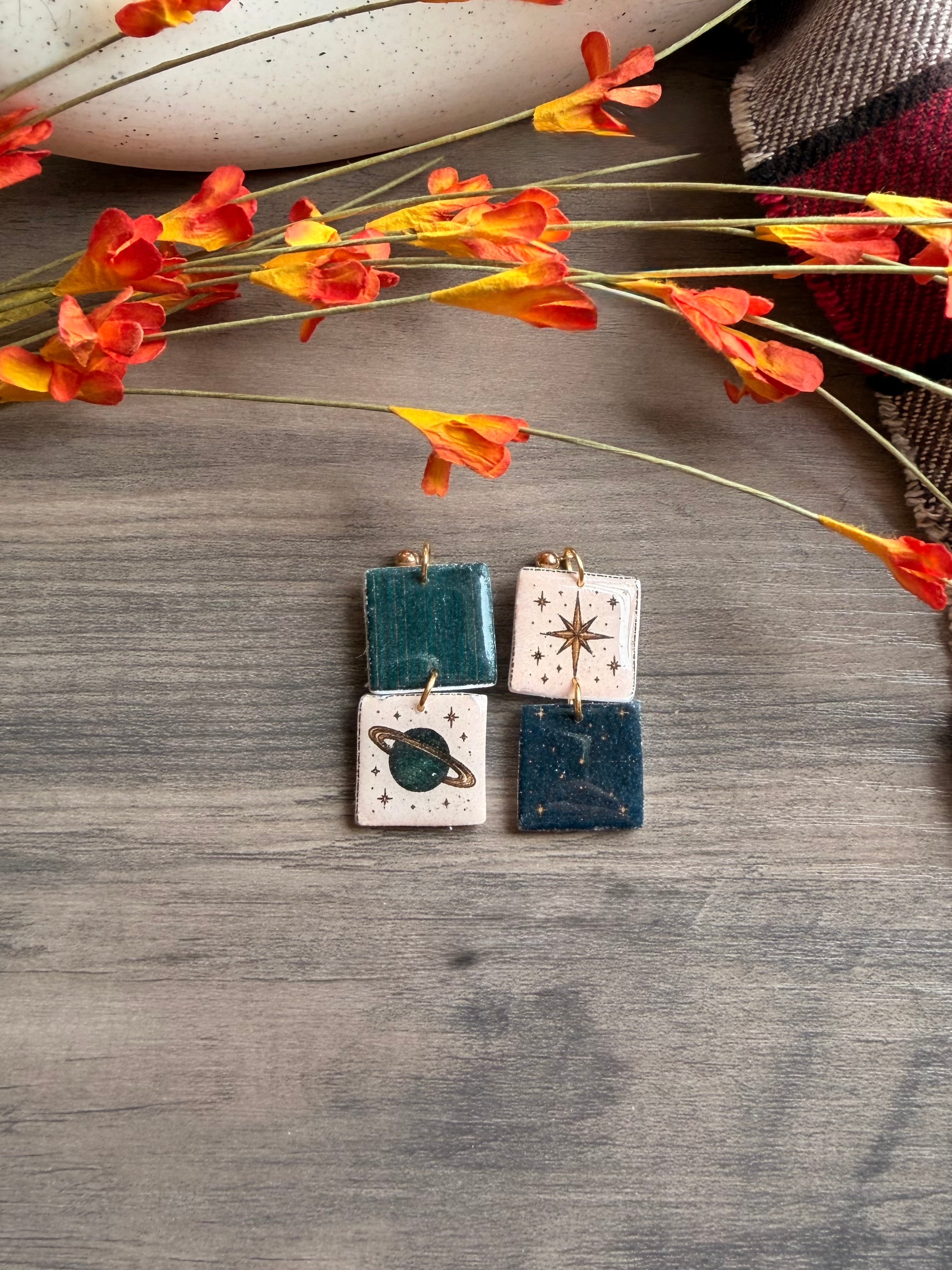 Mystic Moon & Midnight Library | One-of-a-Kind Earrings