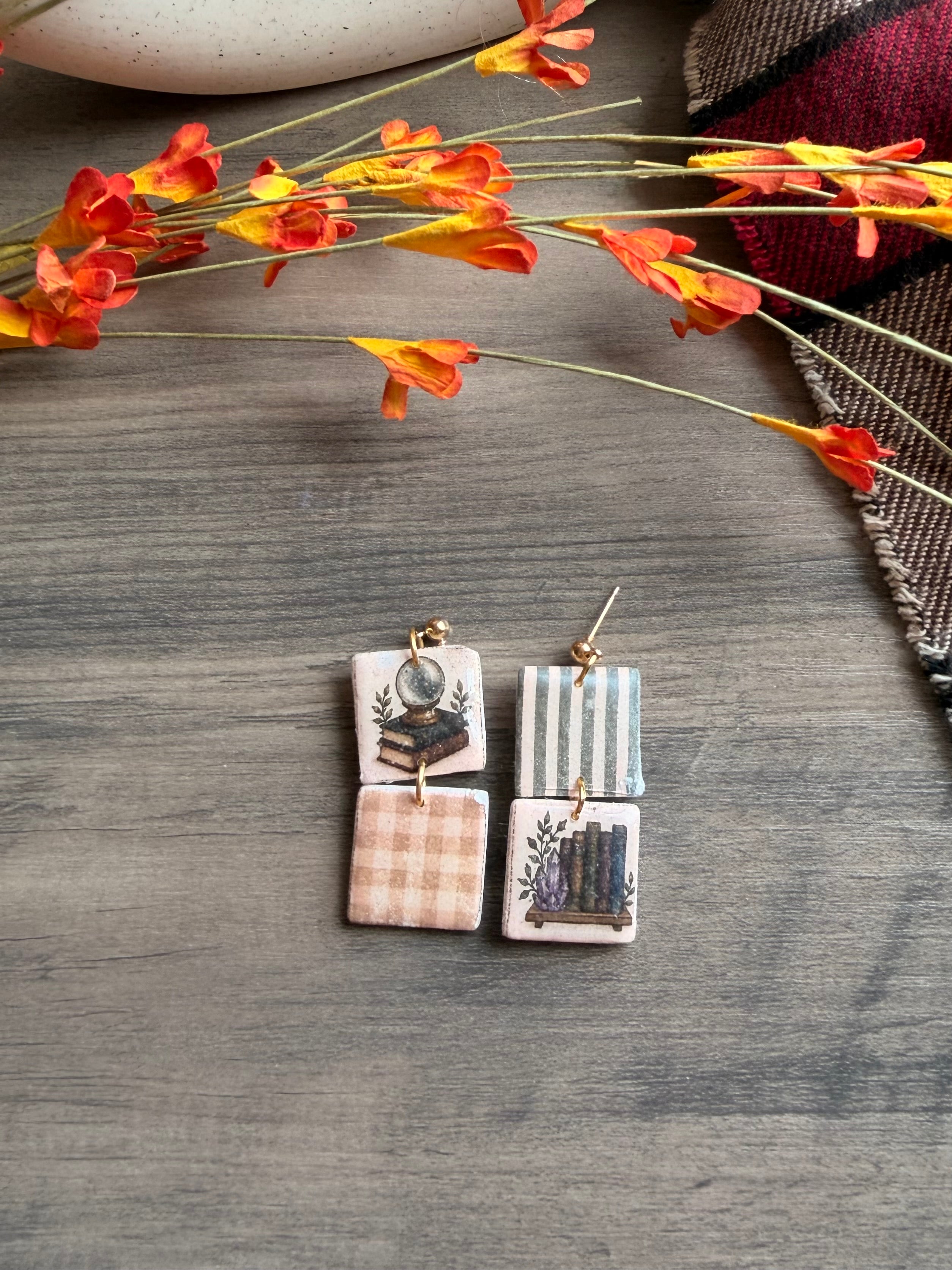 Mystic Moon & Midnight Library | One-of-a-Kind Earrings