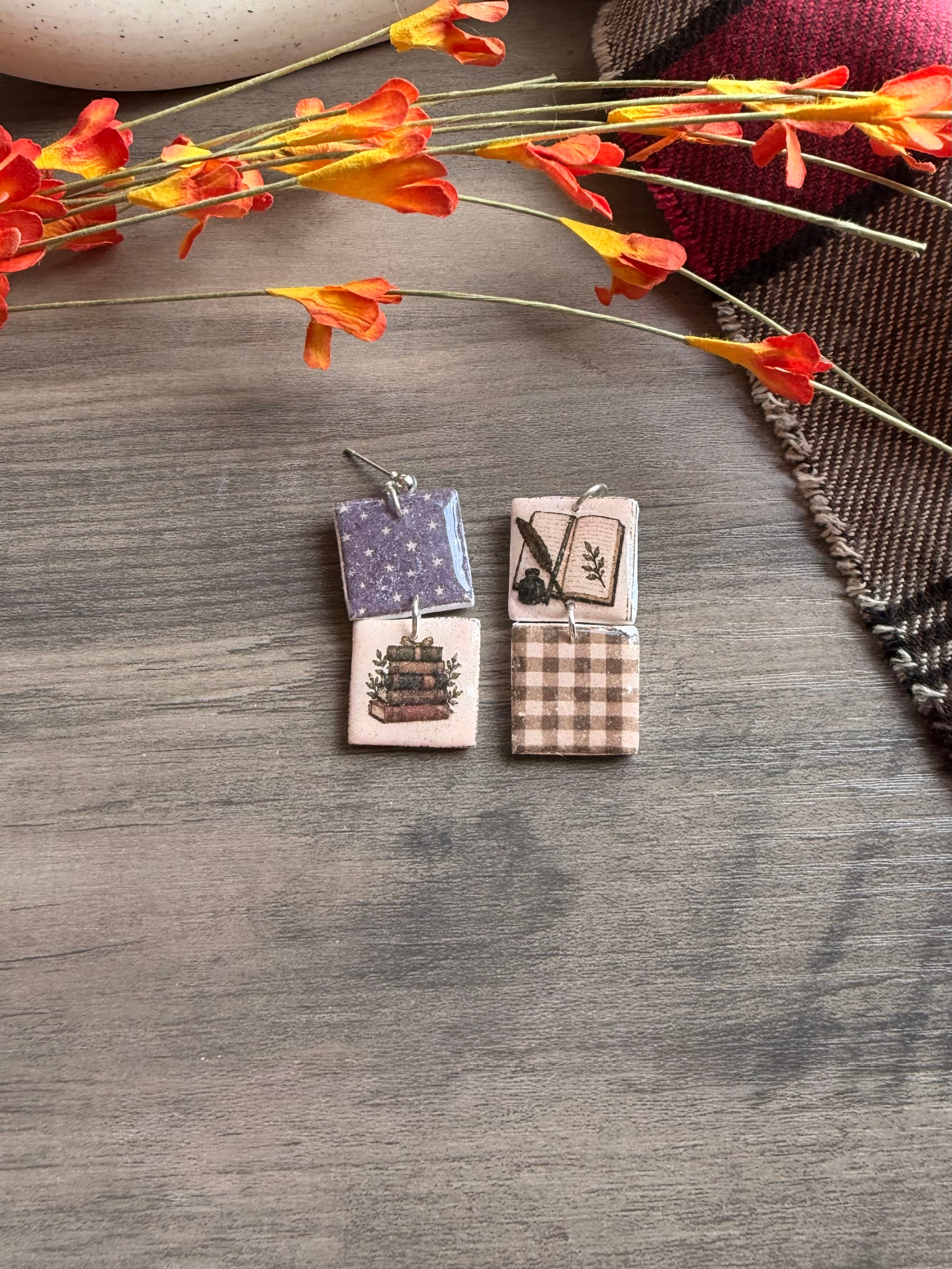 Mystic Moon & Midnight Library | One-of-a-Kind Earrings