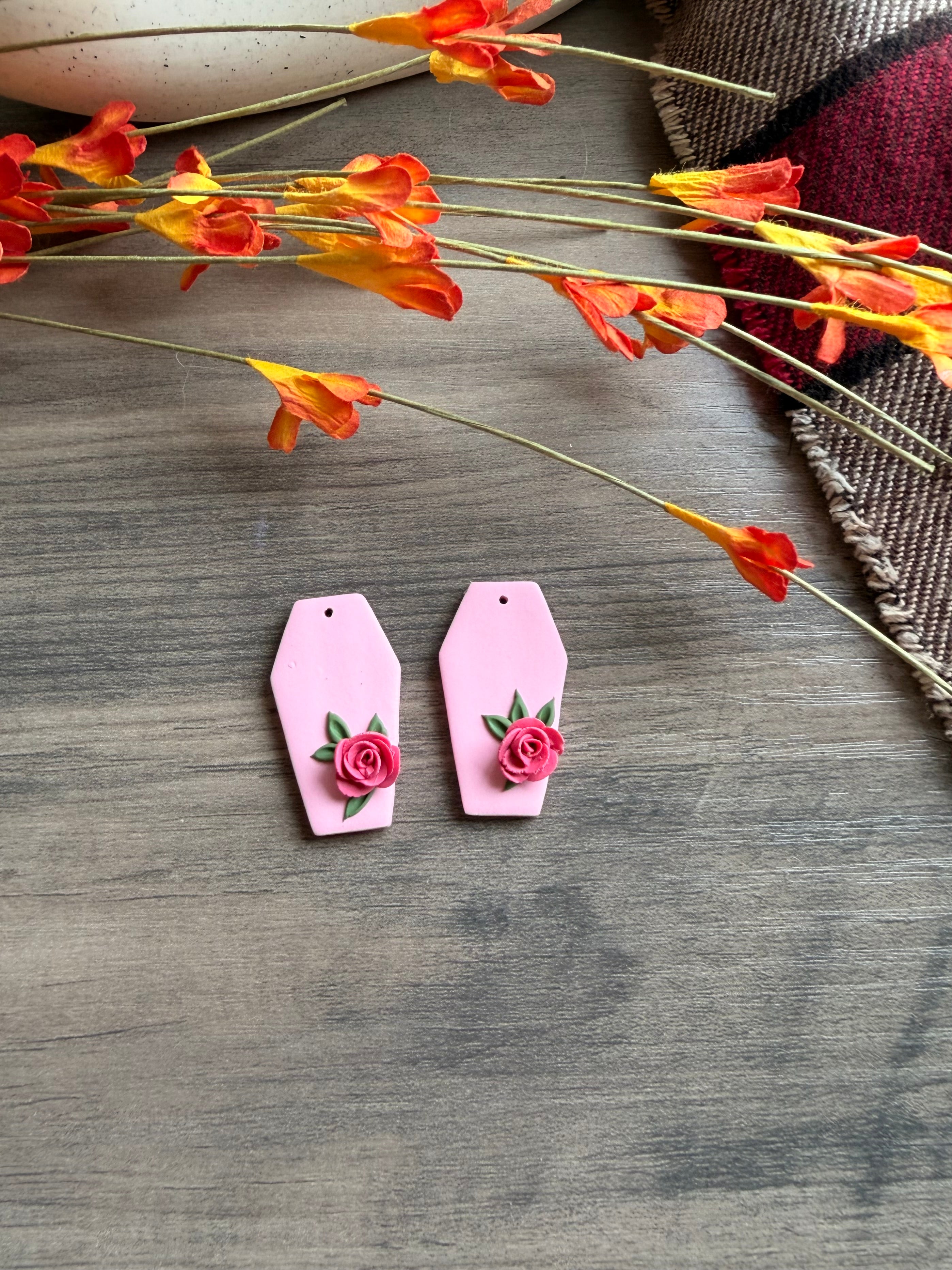 Rose Coffin Earrings